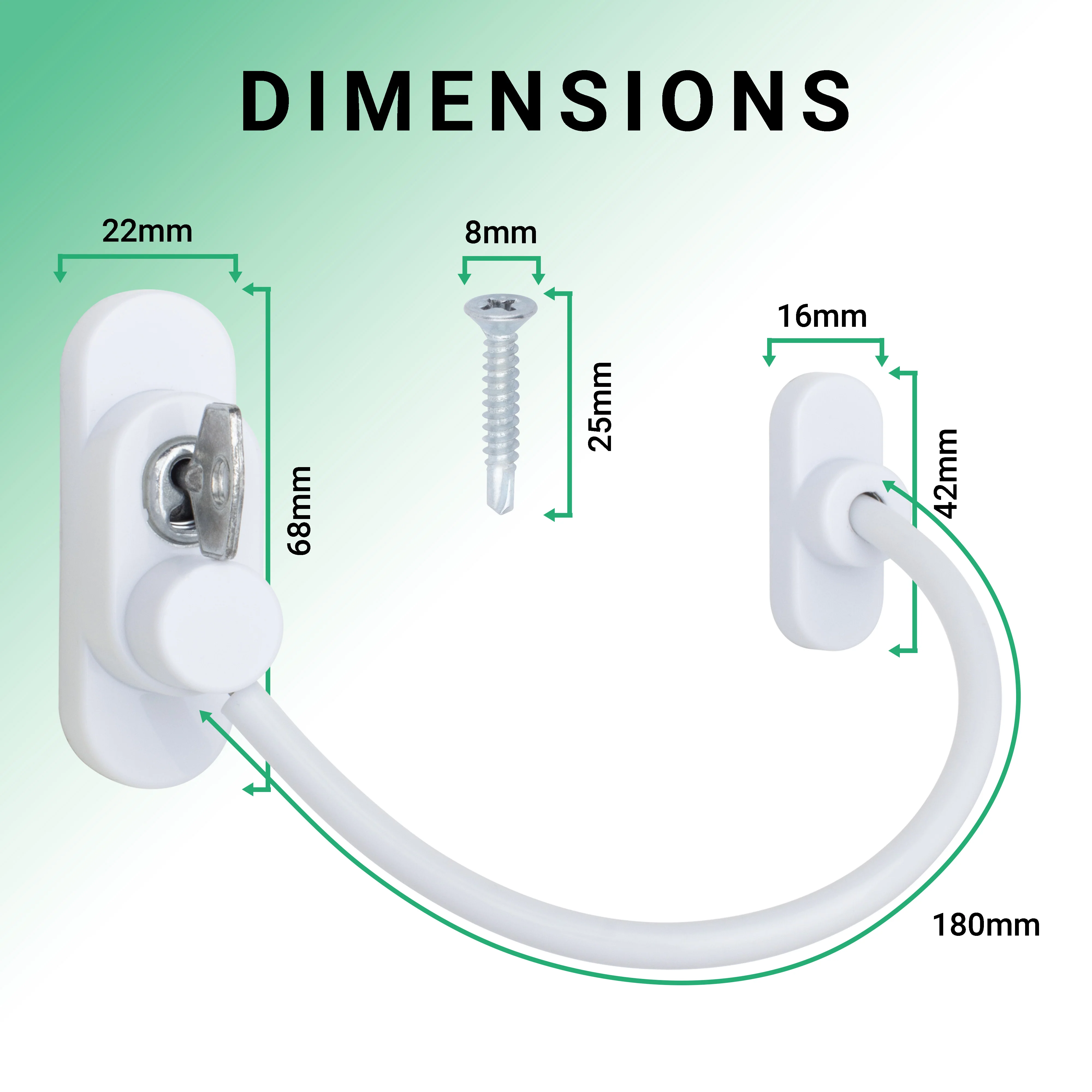 Cable Window Restrictor Safety Lock for Timber or UPVC With Keys - 200mm - White - Pack of 10 - Image 4