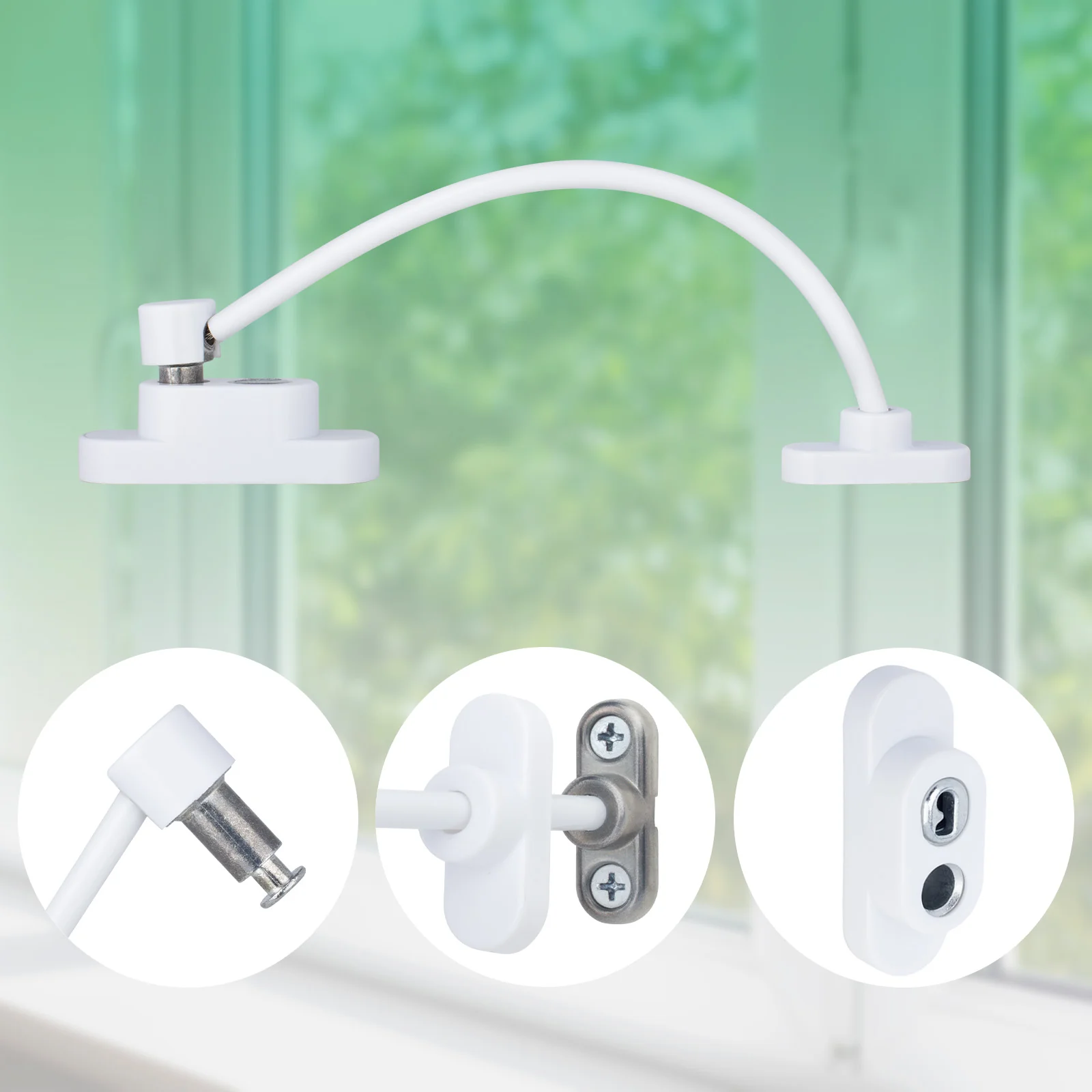 Cable Window Restrictor Safety Lock for Timber or UPVC With Keys - 200mm - White - Pack of 10 - Image 5