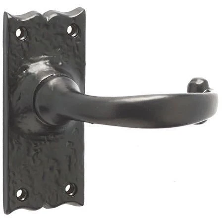 Black Iron Lever Door Handles on Backplate Traditional Canterbury Pattern Latch Set - 110x50mm - Black Antique Iron