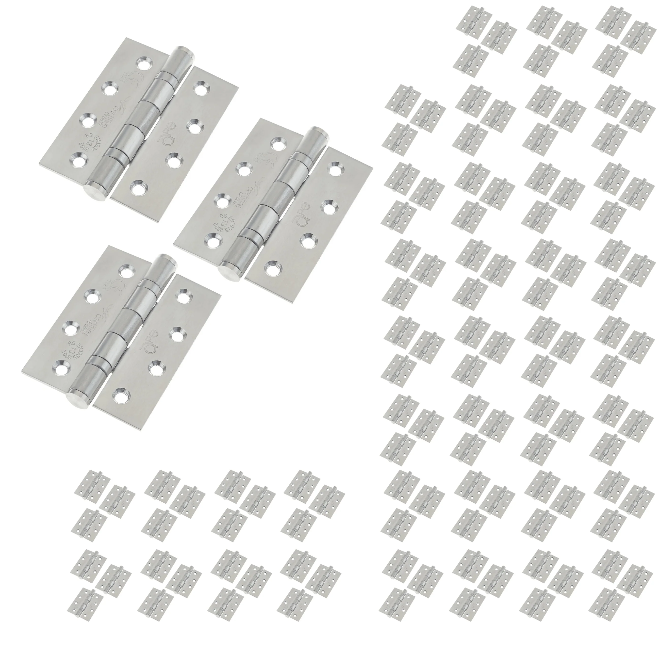 Case 40 Packs of 3 Fire Door Hinges 4" Stainless Steel Grade 13 Square Corner - 102x76x3mm - Image 3