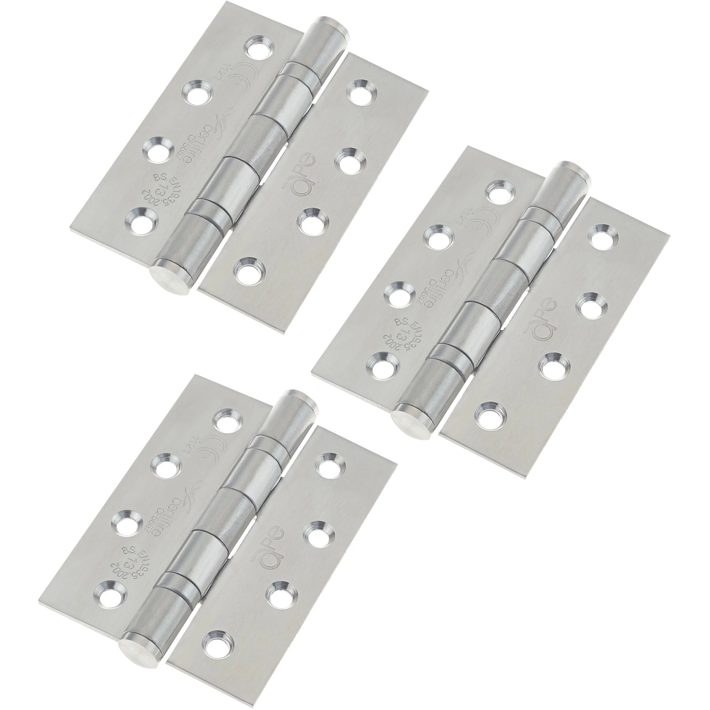 Case 40 Packs of 3 Fire Door Hinges 4" Stainless Steel Grade 13 Square Corner - 102x76x3mm - Image 4