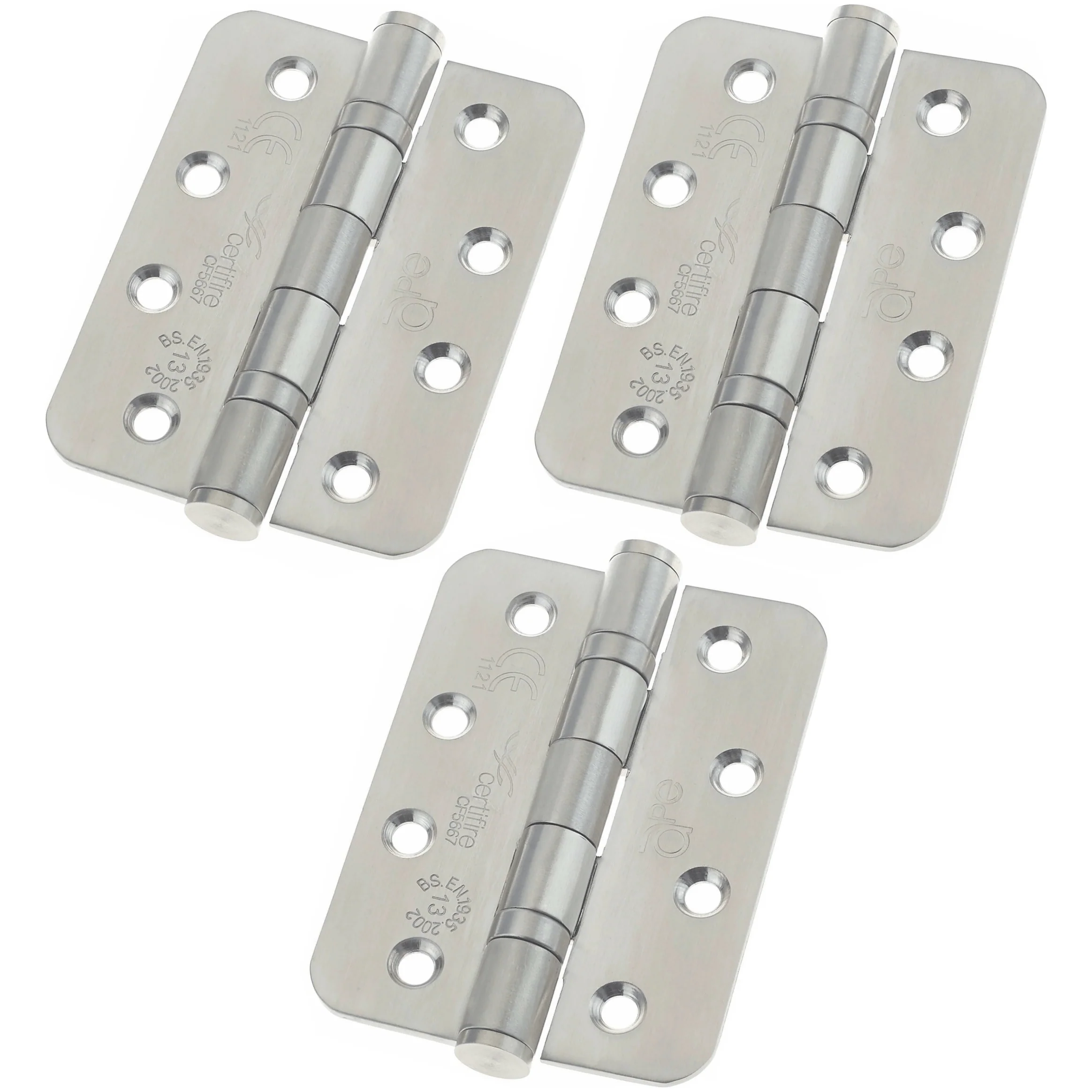 Case 40 Packs of 3 Fire Door Hinges 4" Stainless Steel Grade 13 Radius Corner - 102x76x3mm - Image 3