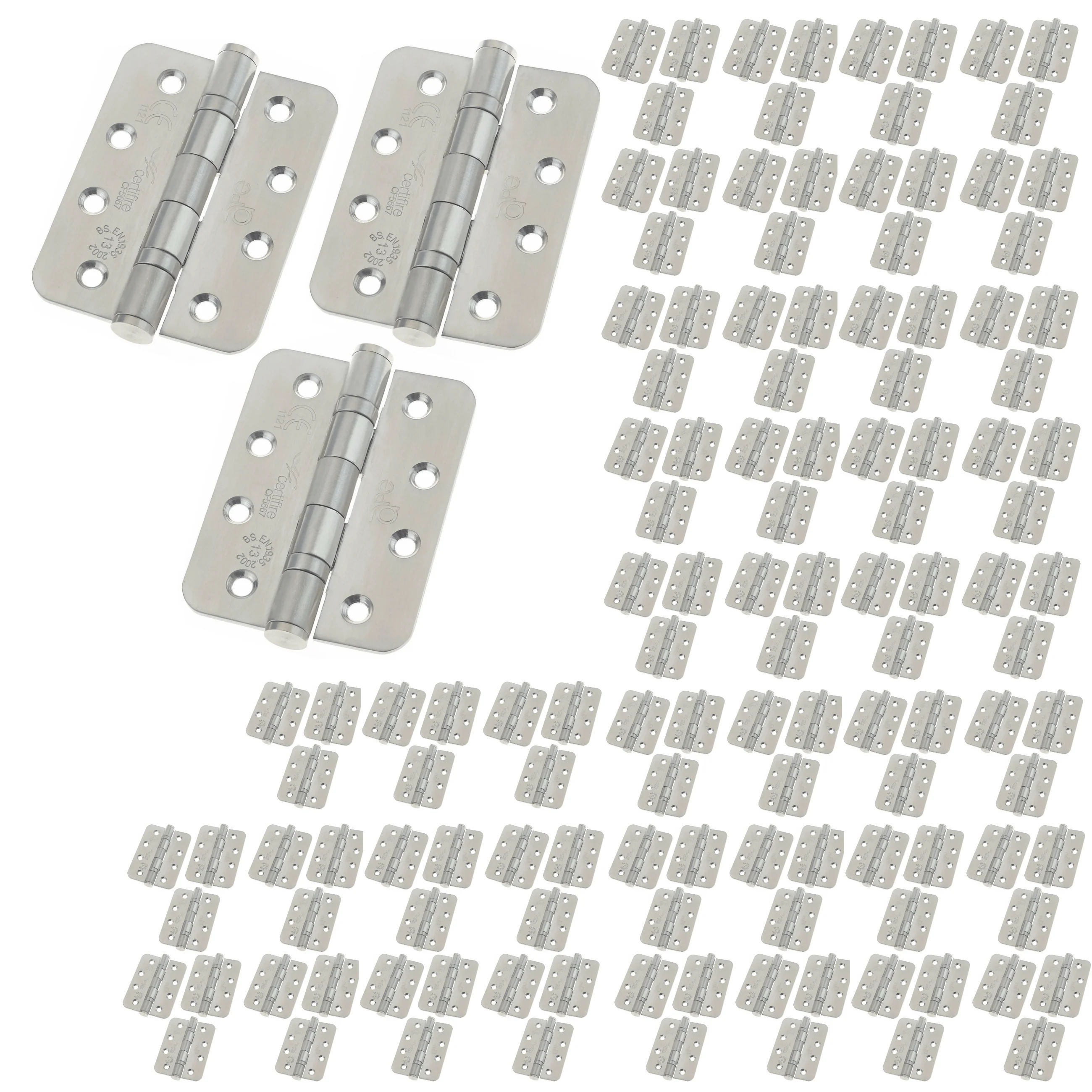 Case 40 Packs of 3 Fire Door Hinges 4" Stainless Steel Grade 13 Radius Corner - 102x76x3mm - Image 5