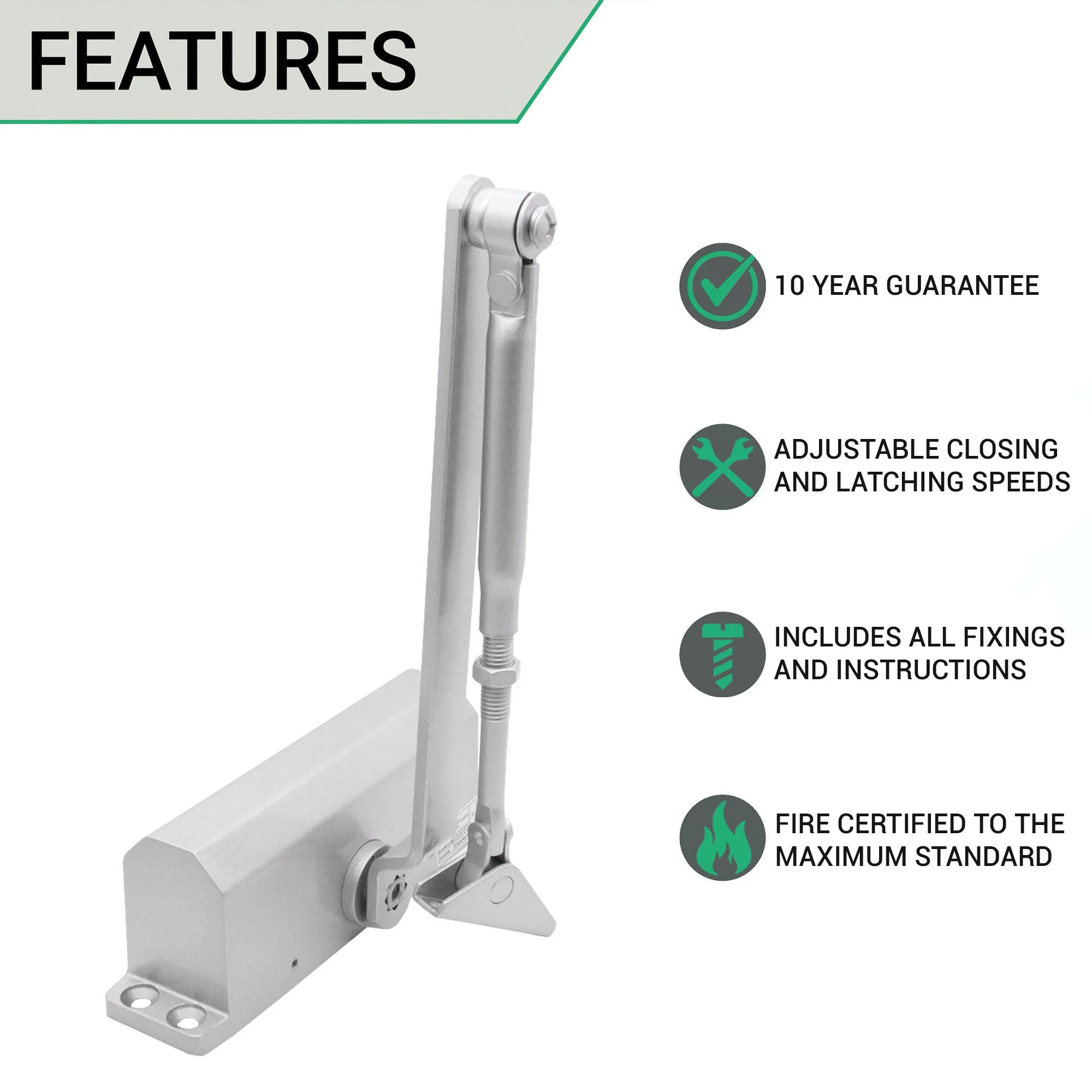 Trade Pack of 10 Fire Door Closer - Fixed Power Size 3 - Door Weight To 60kg - CE Marked - Standard Duty - Image 4