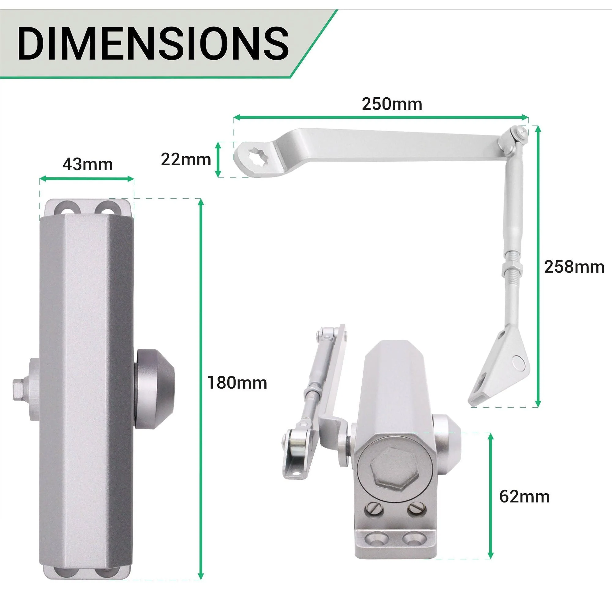Trade Pack of 10 Fire Door Closer - Fixed Power Size 3 - Door Weight To 60kg - CE Marked - Standard Duty - Image 5
