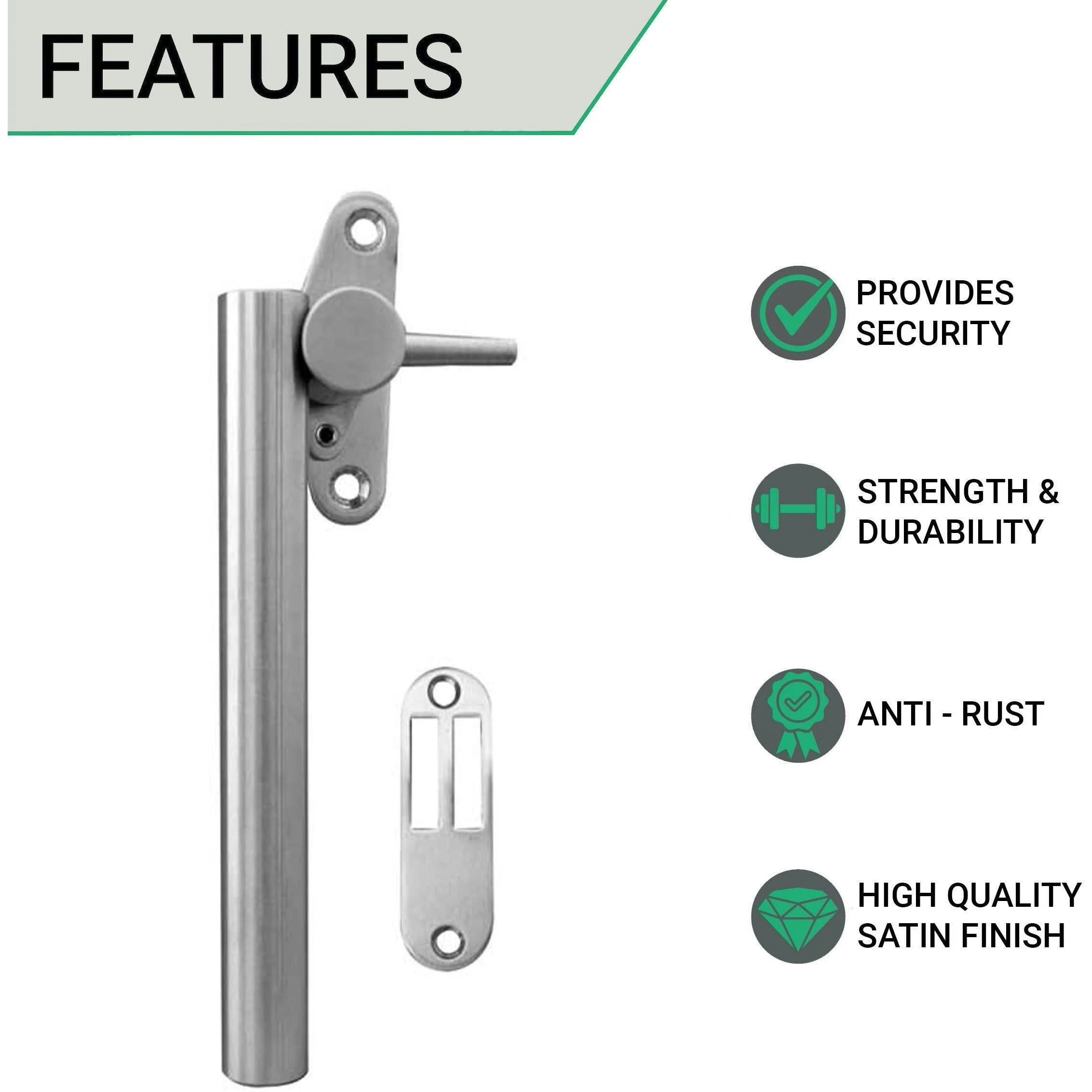 Casement Window Fastener Mortice Plate - Left Hand - Stainless Steel - Image 2