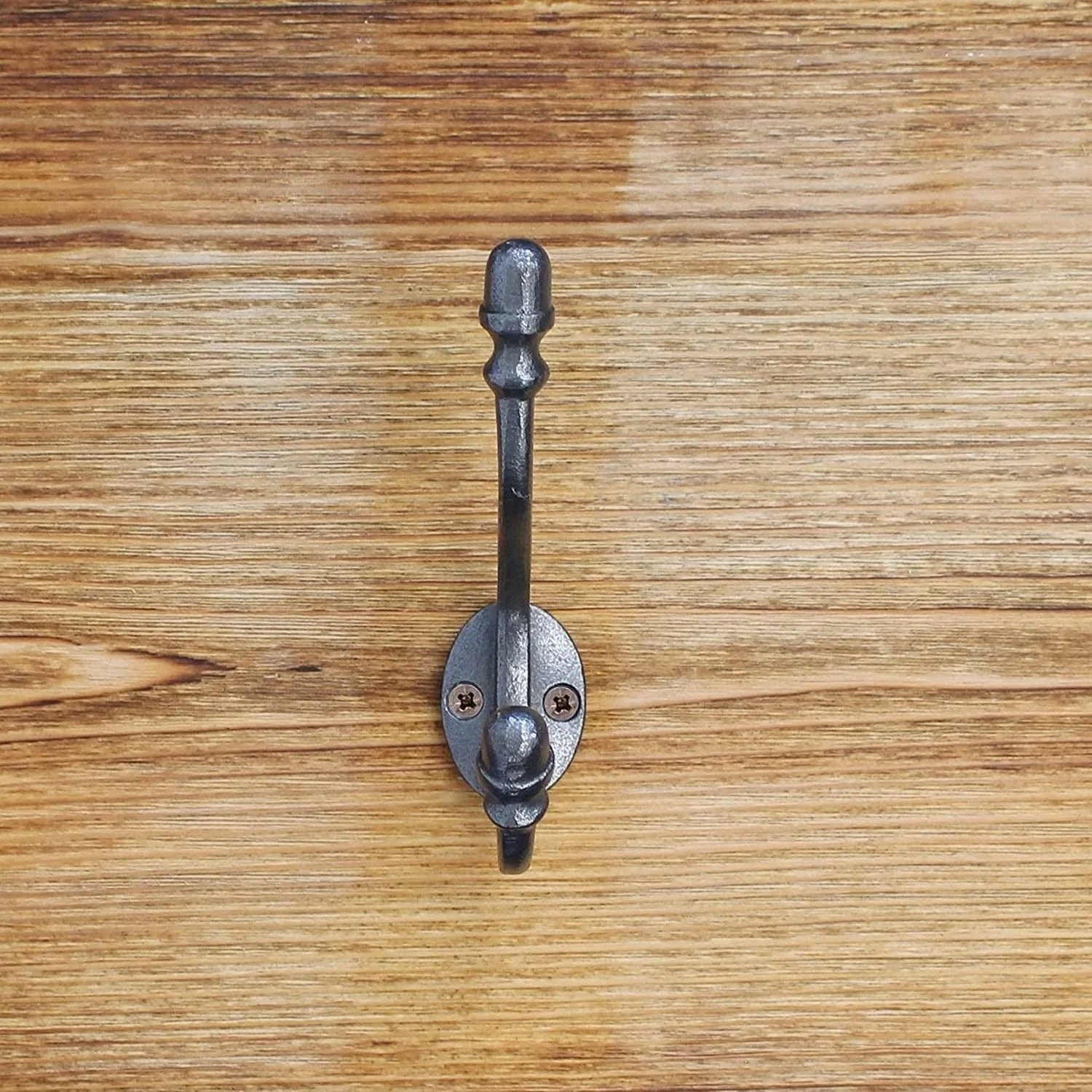 Cast Iron Double Coat Hook Antique Hand Forged Acorn Style Self Coloured with Screws - Image 4