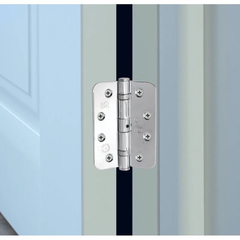Polished Chrome Fire Door Hinges – 4 Inch/102mm – Grade 11 Steel Ball Bearing – Pack 2 - Radius - Image 4