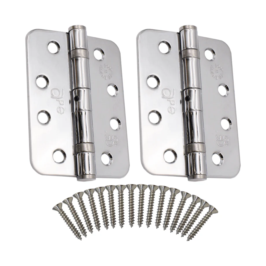 Polished Chrome Fire Door Hinges – 4 Inch/102mm – Grade 11 Steel Ball Bearing – Pack 2 - Radius - Image 6