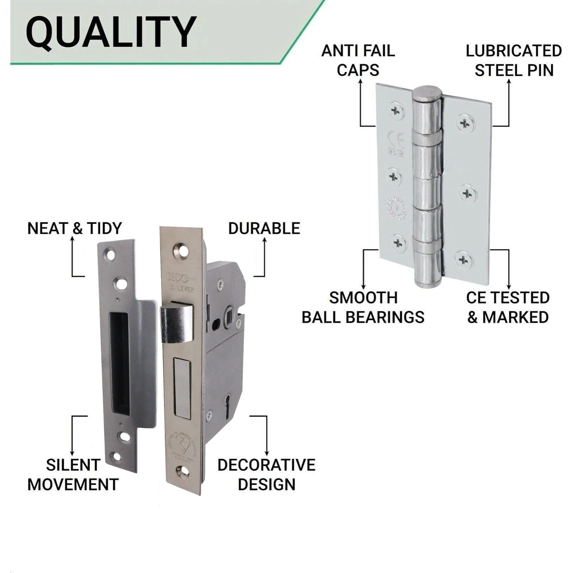 Sassari Polished Chrome Lever Door Handle Pack - BS3621 5 Lever Sashlock - Image 5