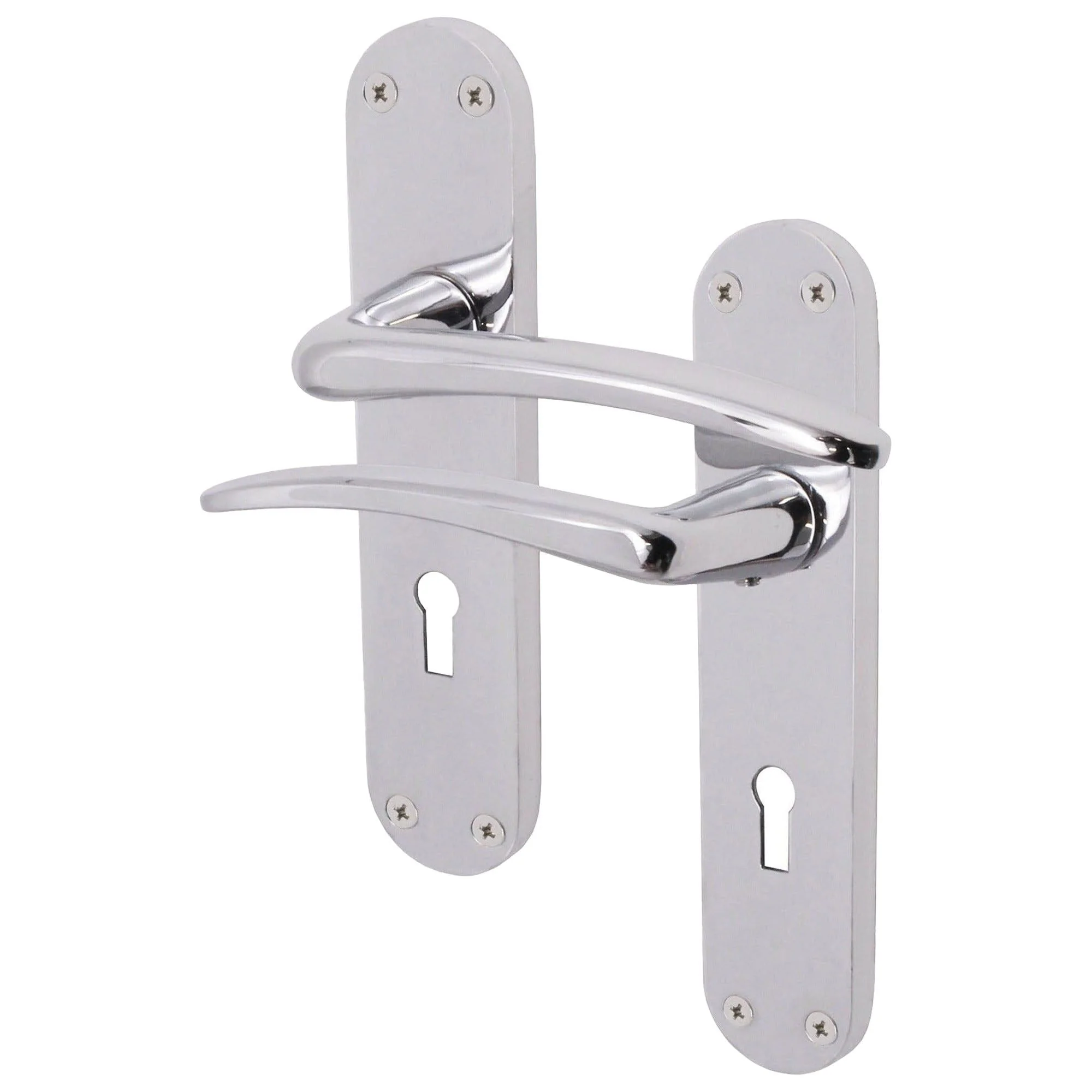 Chrome Lever on Backplate 5 Lever Lock Kit / Pack Zeno Design - 66mm Lock - 76mm Hinges - Polished Chrome - Image 2