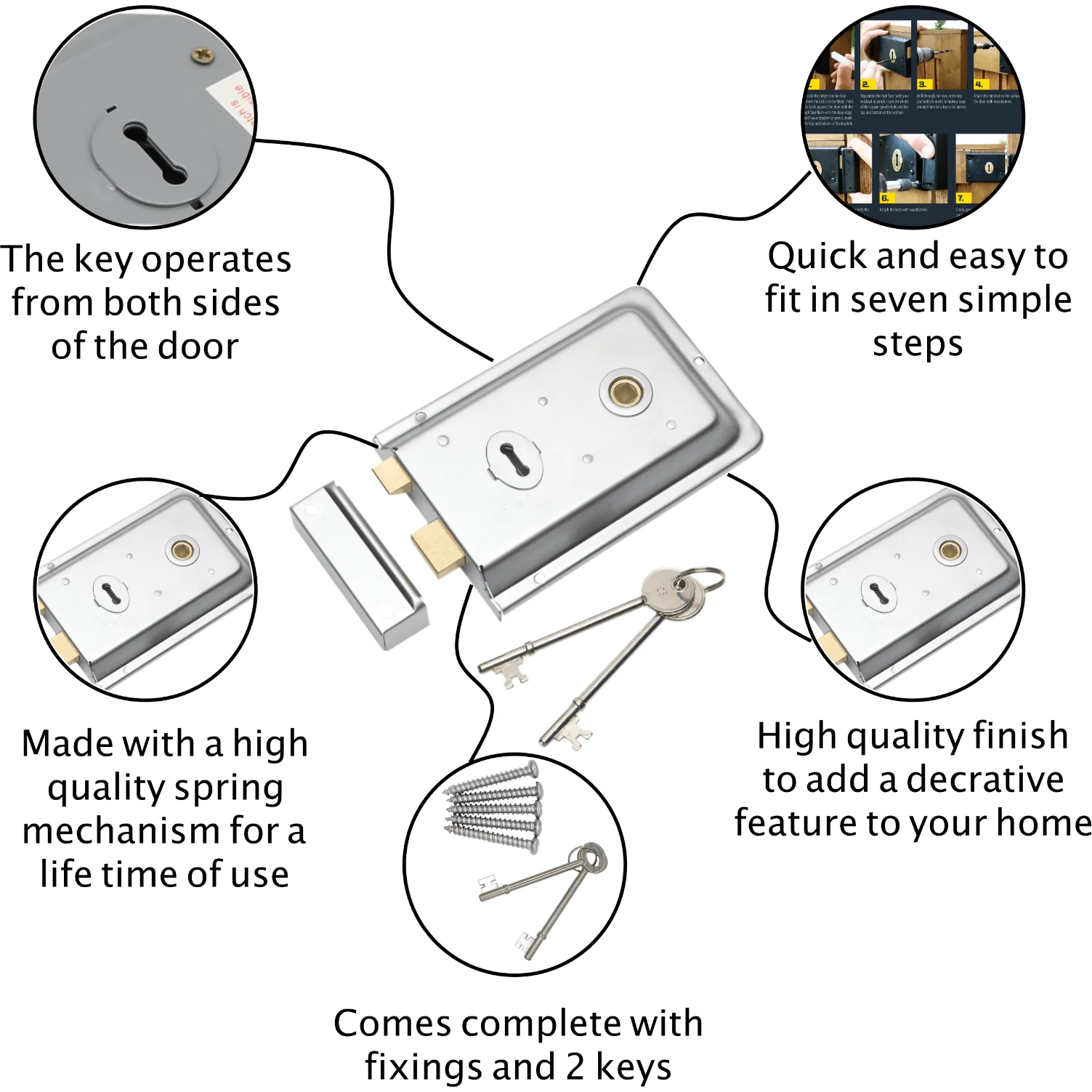 Chrome Rim Lock Escutcheon and Hinge Kit - Image 5