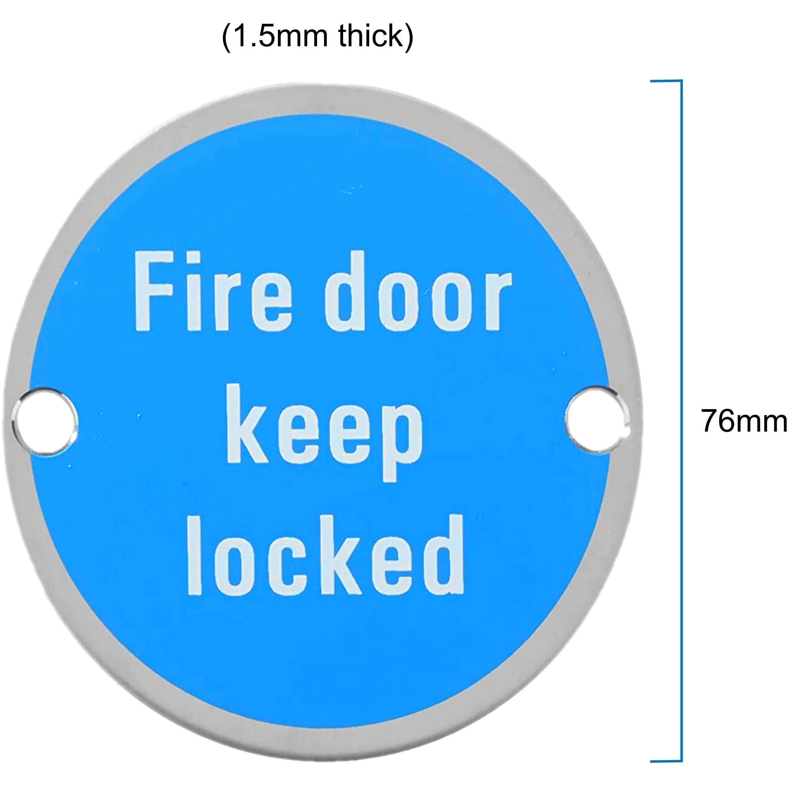 Circular Disc Fire Door Signage - 76mm x 1.5mm - Screw Fixed - Fire Door Keep Locked - Image 3