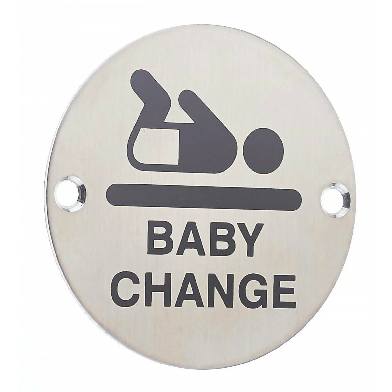 Circular Disc Navigation Signage - 76mm x 1.5mm - Screw Fixed - Baby Change - Image 2