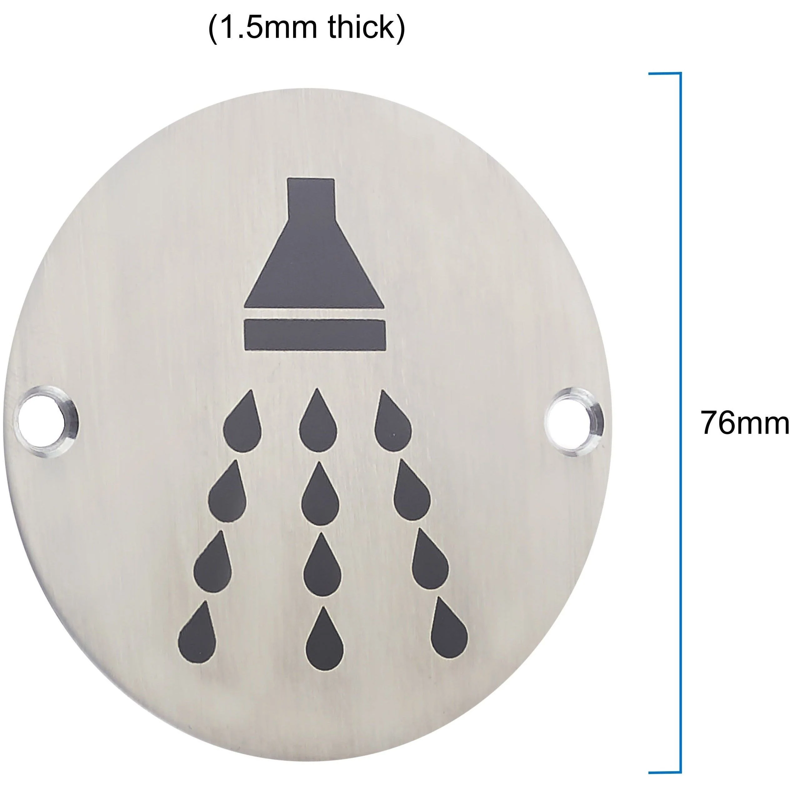 Circular Disc Navigation Signage - 76mm x 1.5mm - Screw Fixed - Shower - Image 3
