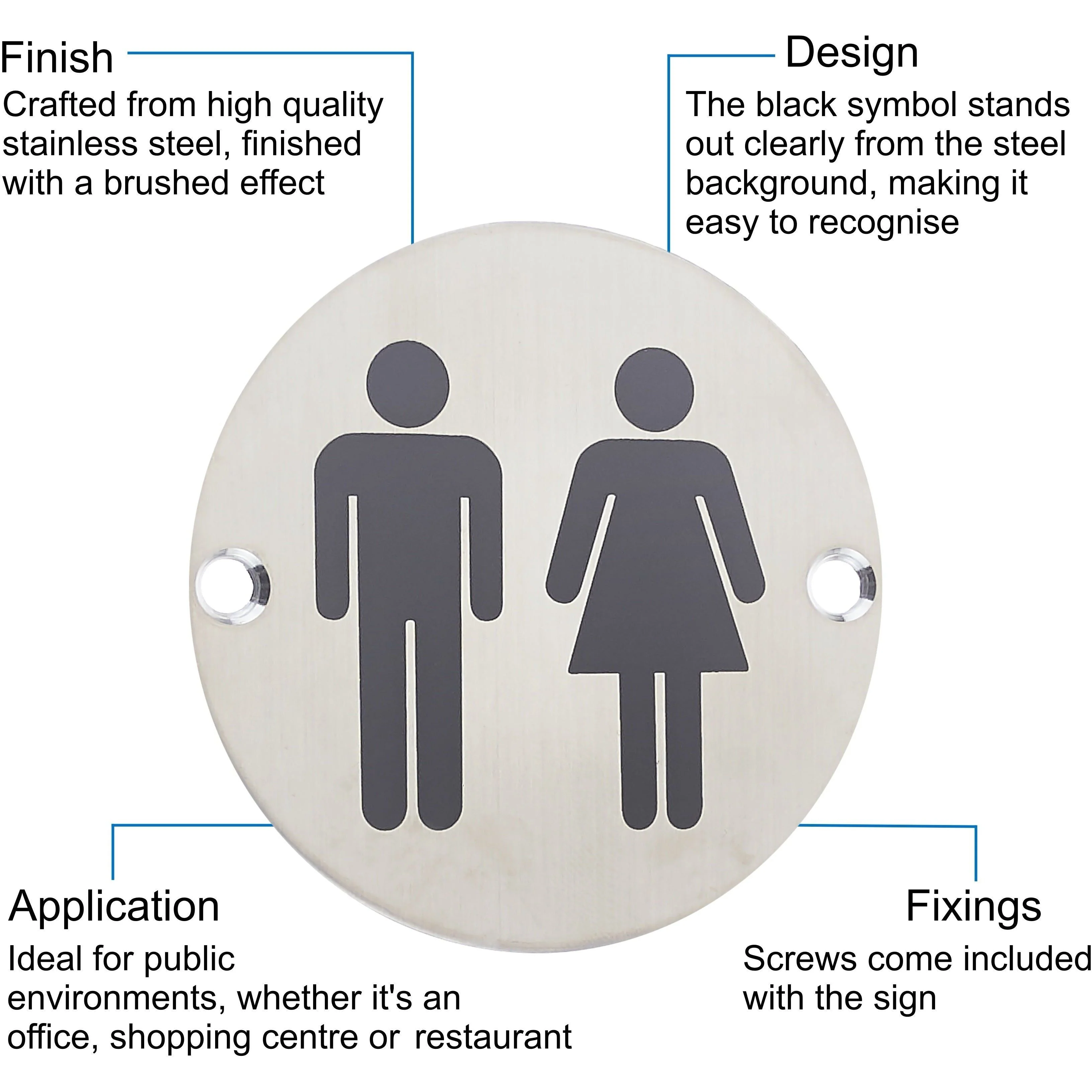 Circular Disc Navigation Signage - 76mm x 1.5mm - Screw Fixed - Unisex - Image 3