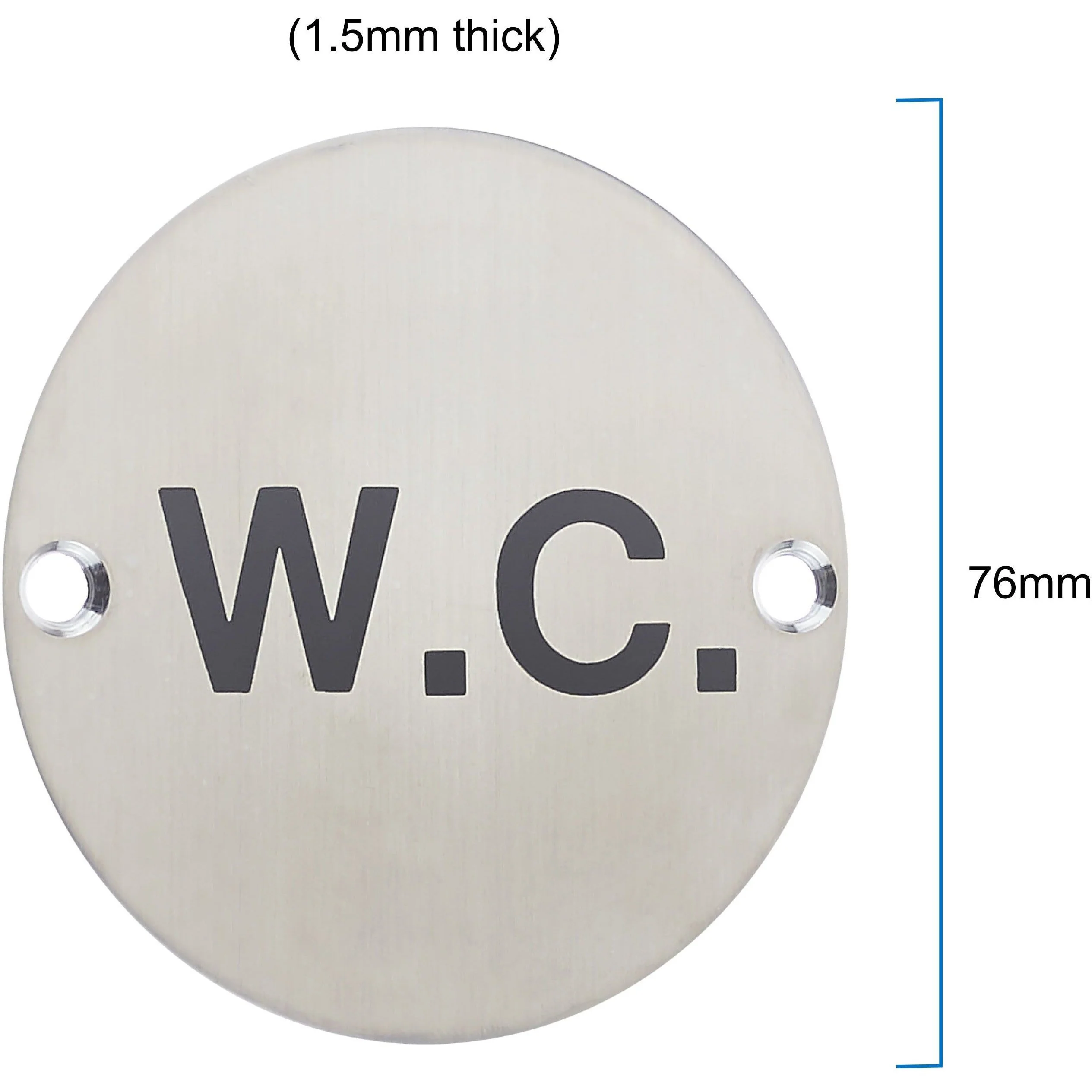 Circular Disc Navigation Signage - 76mm x 1.2mm - Screw Fixed - WC - Image 3