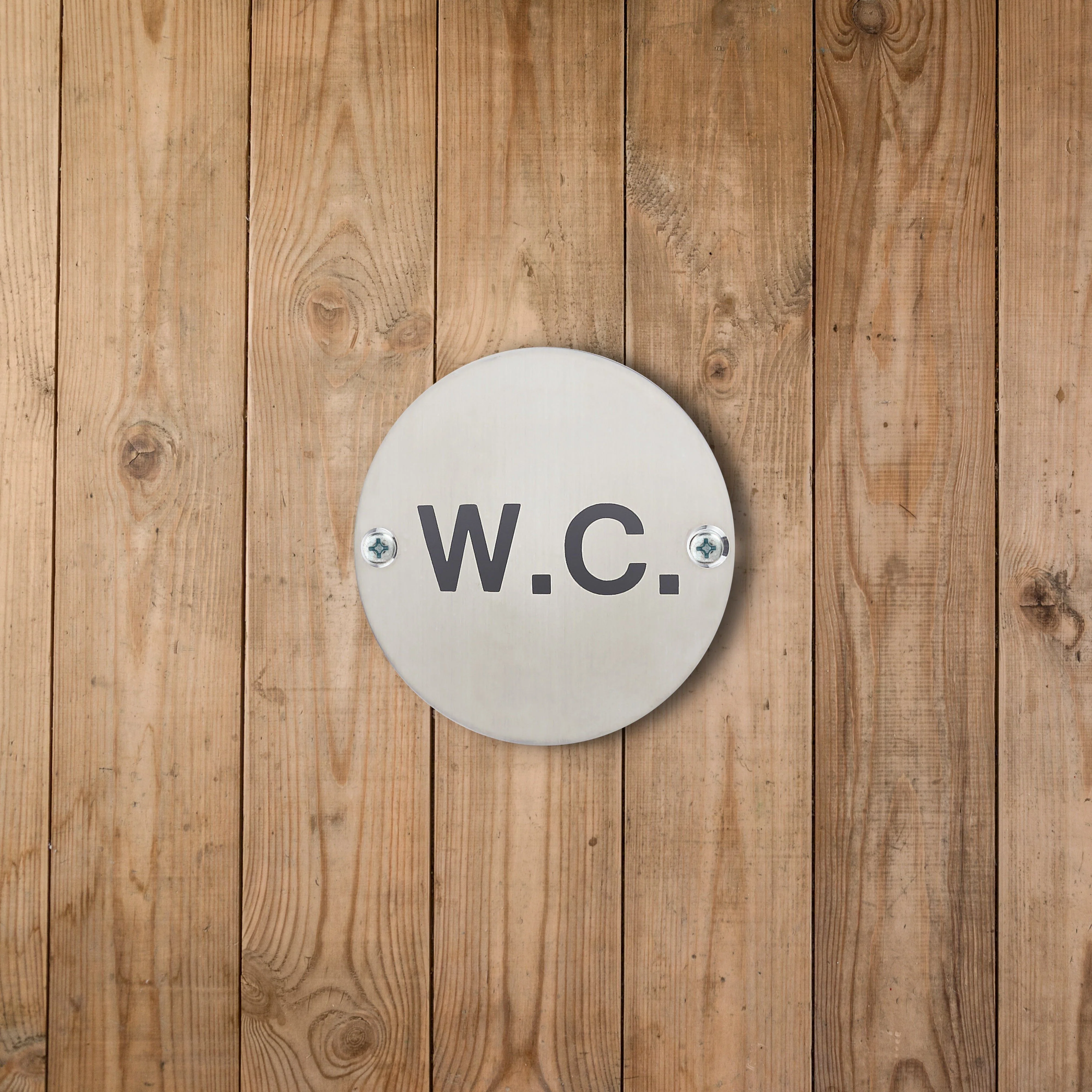 Circular Disc Navigation Signage - 76mm x 1.2mm - Screw Fixed - WC - Image 4