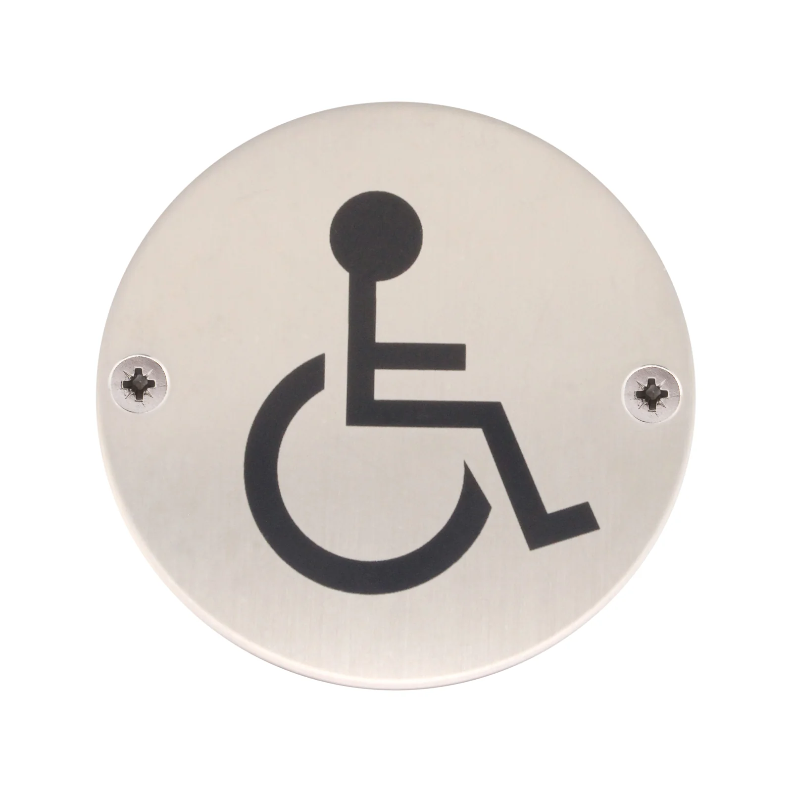 Circular Disc Navigation Signage - 76mm x 1.5mm - Screw Fixed - Wheelchair