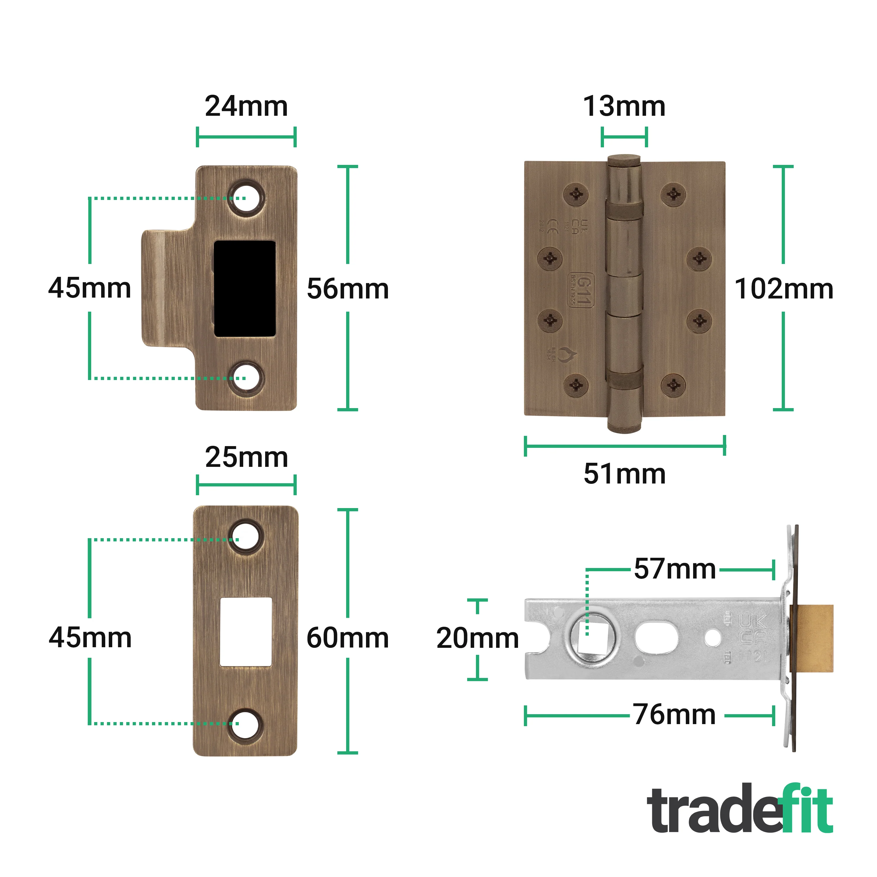 Claro Antique Brass Lever on Rose Door Handle Kit - Medium Duty FD30/60 - 76mm Latch - Image 5