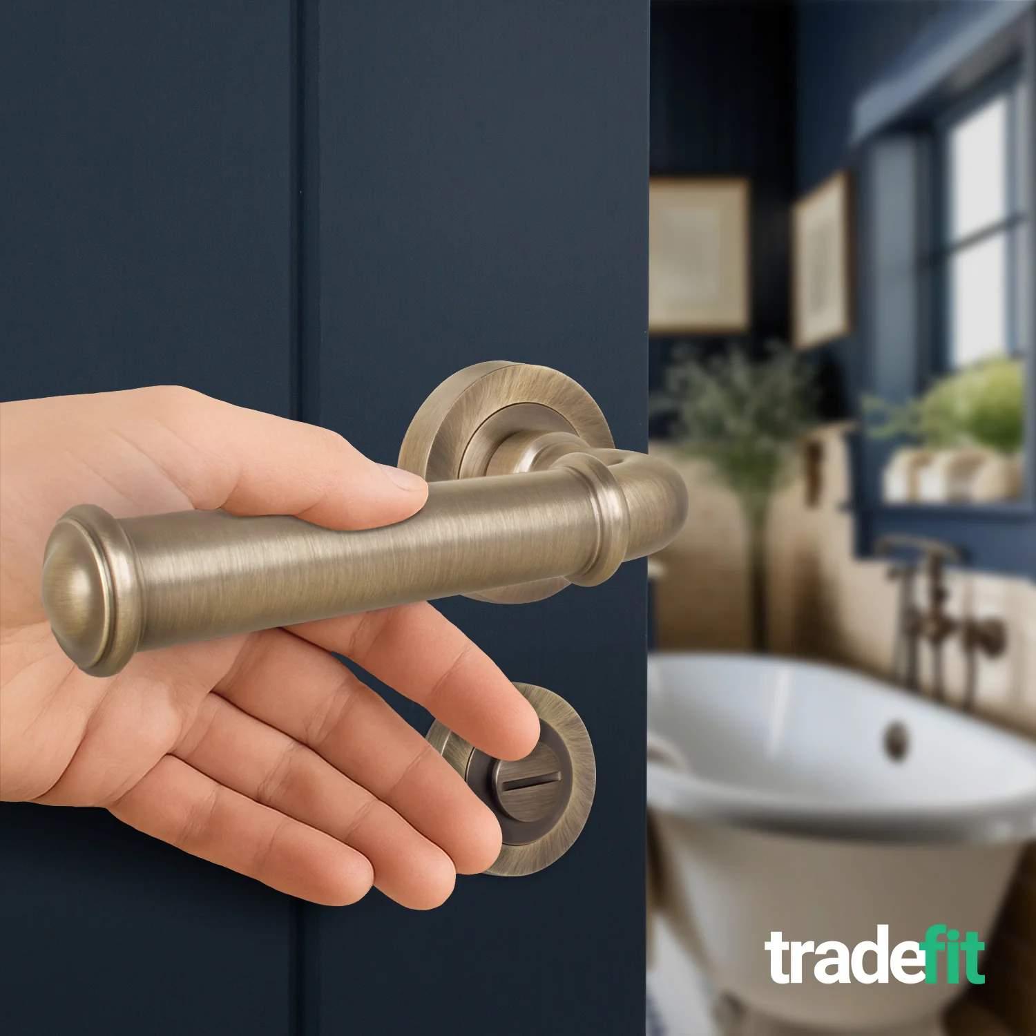 Claro Antique Brass Lever on Rose Door Handle Kit - Medium Duty FD30/60 - 80mm Bathroom Lock - Image 6