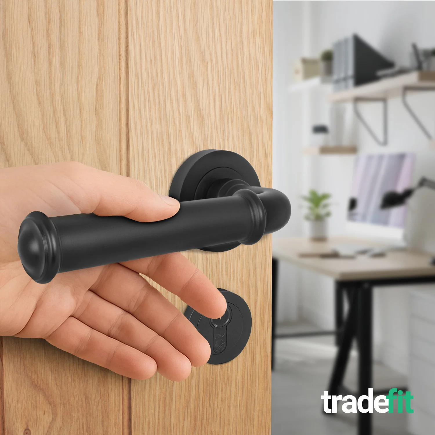 Claro Matt Black Lever on Rose Door Handle Kit - Medium Duty FD30/60 - 80mm Euro Sashlock and Thumbturn Cylinder - Keyed Alike - Image 6
