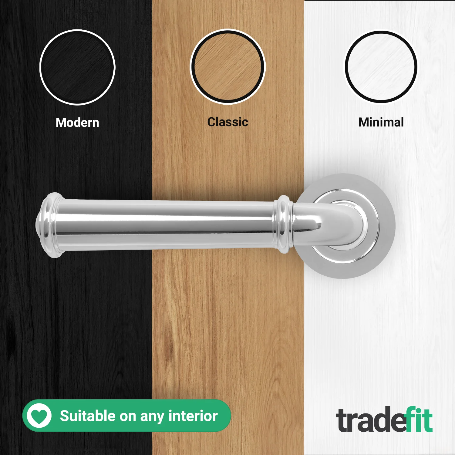 Claro Polished Chrome Lever on Rose Door Handle Kit - Sashlock - Image 7