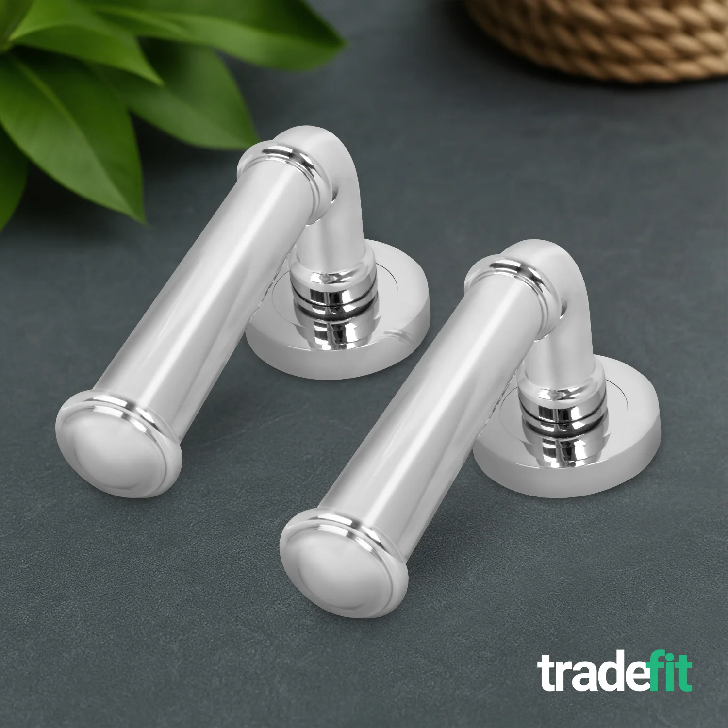 Claro Polished Chrome Lever on Rose Door Handle Kit - Medium Duty FD30/60 - 76mm Latch - Image 8