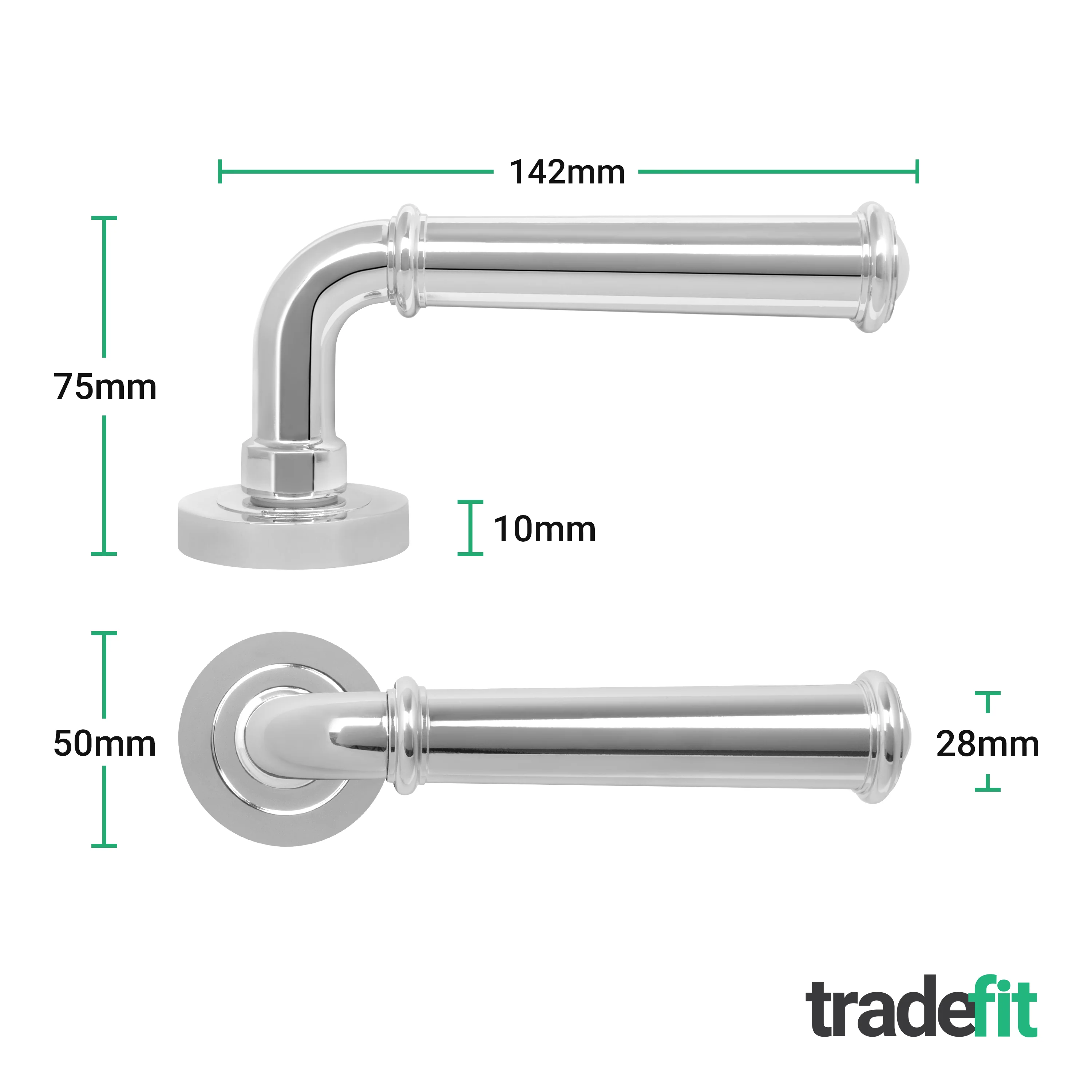 Claro Polished Chrome Lever on Rose Door Handle Kit - Medium Duty FD30/60 - 80mm Euro Sashlock and Thumbturn Cylinder - Master Keyed - Image 4