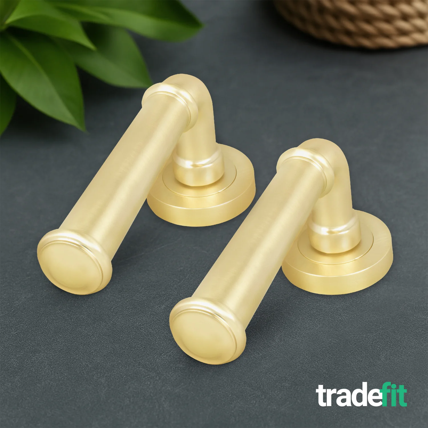 Claro Satin Brass Lever on Rose Door Handle Kit - Medium Duty FD30/60 - 80mm Euro Sashlock and Thumbturn Cylinder - Master Keyed - Image 8