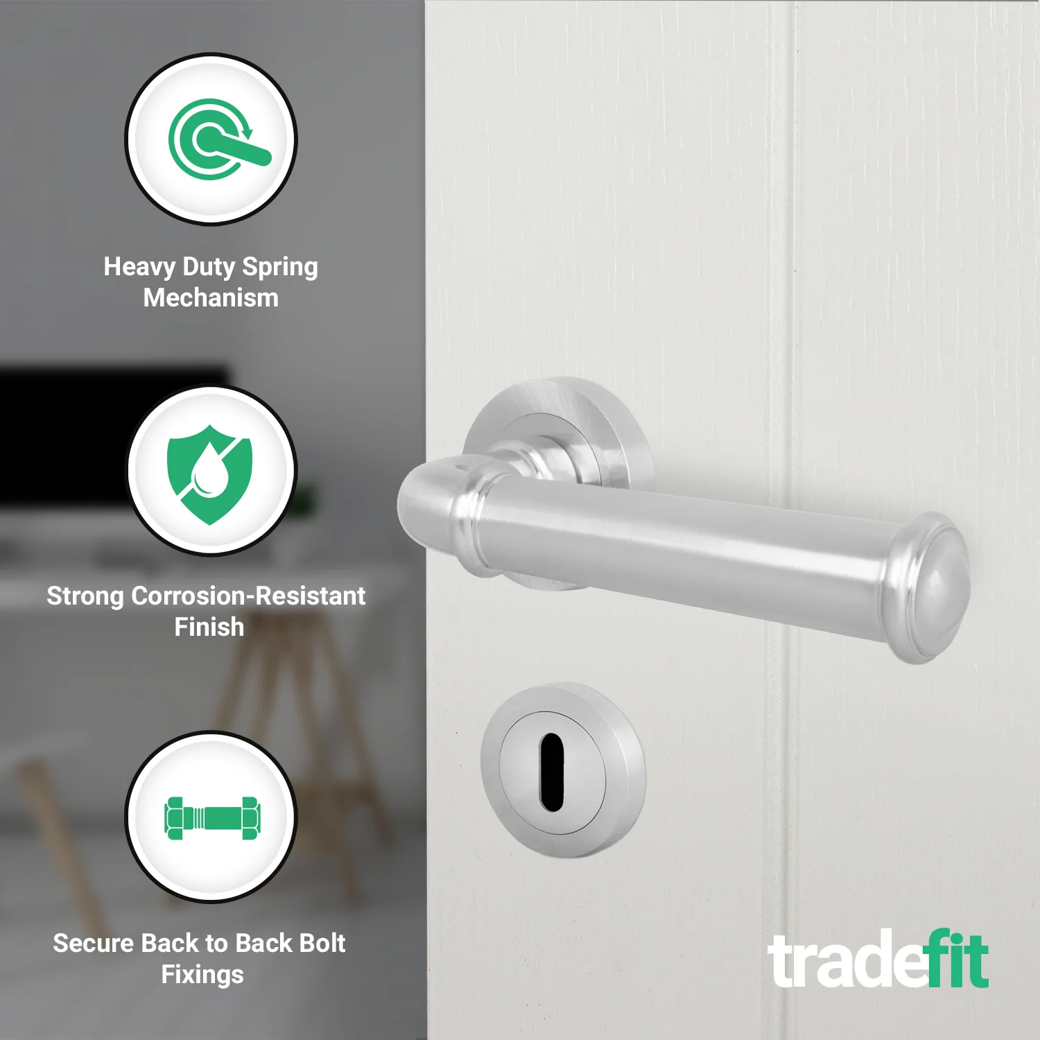 Claro Satin Nickel Lever on Rose Door Handle Kit - Sashlock - Image 2