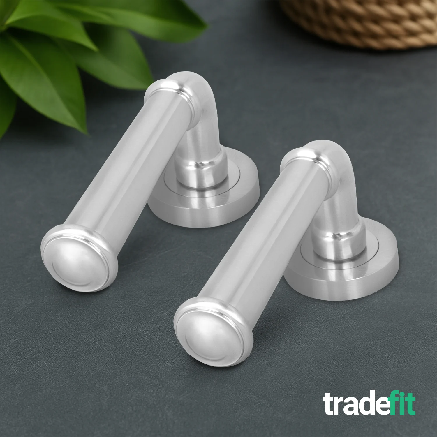 Claro Satin Nickel Lever on Rose Door Handle Kit - Medium Duty FD30/60 - 80mm Euro Sashlock and Double Cylinder - Keyed Alike - Image 8