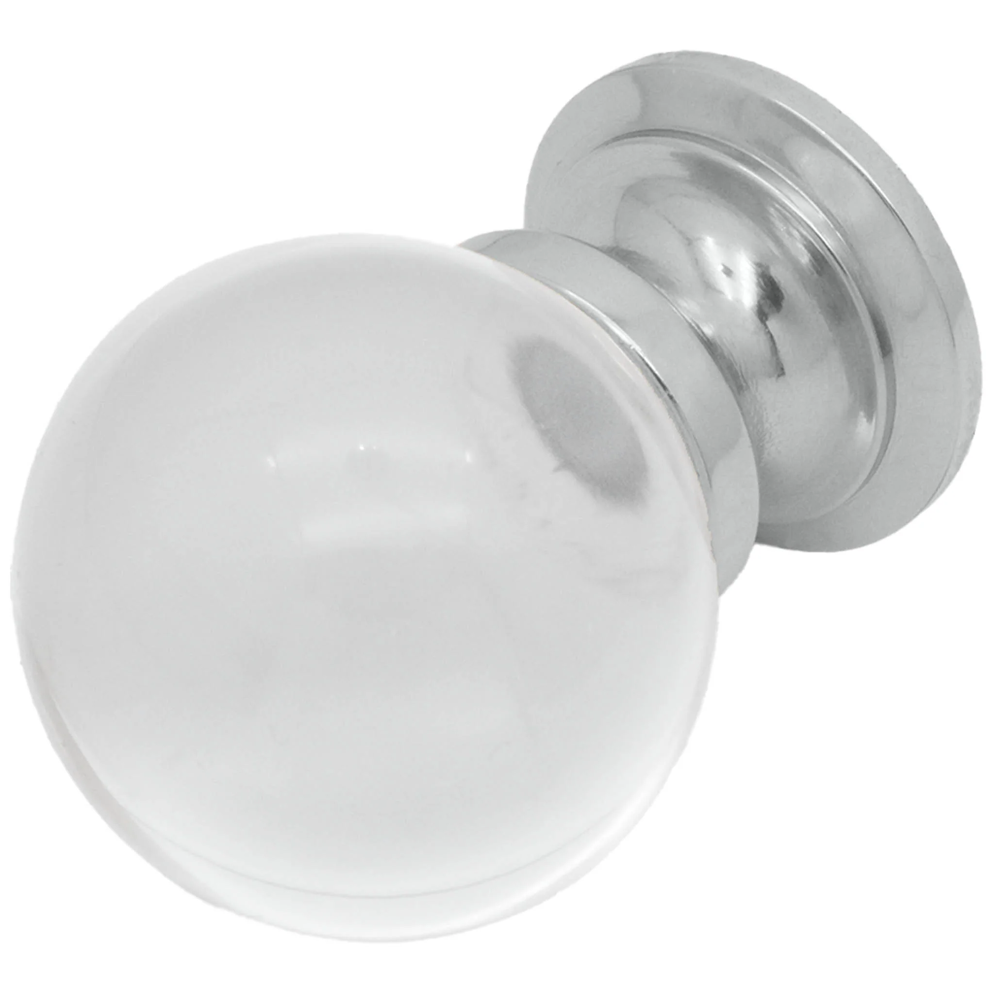 Glass Cupboard Knob Clear Ball - 25mm - Polished Chrome