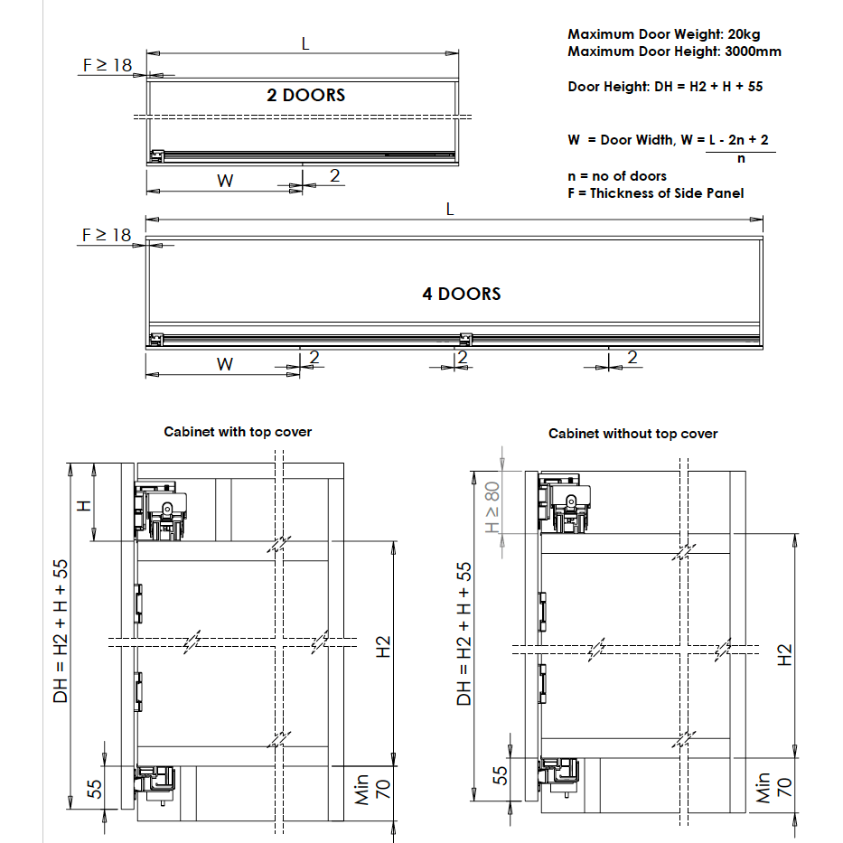 Concealed Sliding Folding Wardrobe Door Kit - 2 Door kit - To Suit 3m Opening - Image 2