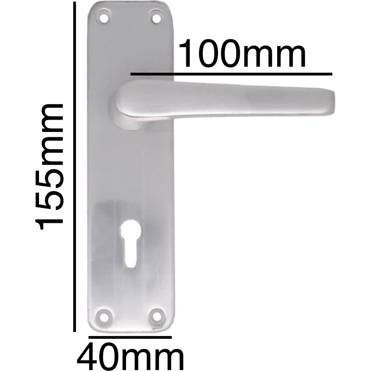 Aluminium Lever Door Handle Lock Kit / Pack - 153 x 40mm - Satin Aluminium - Image 4