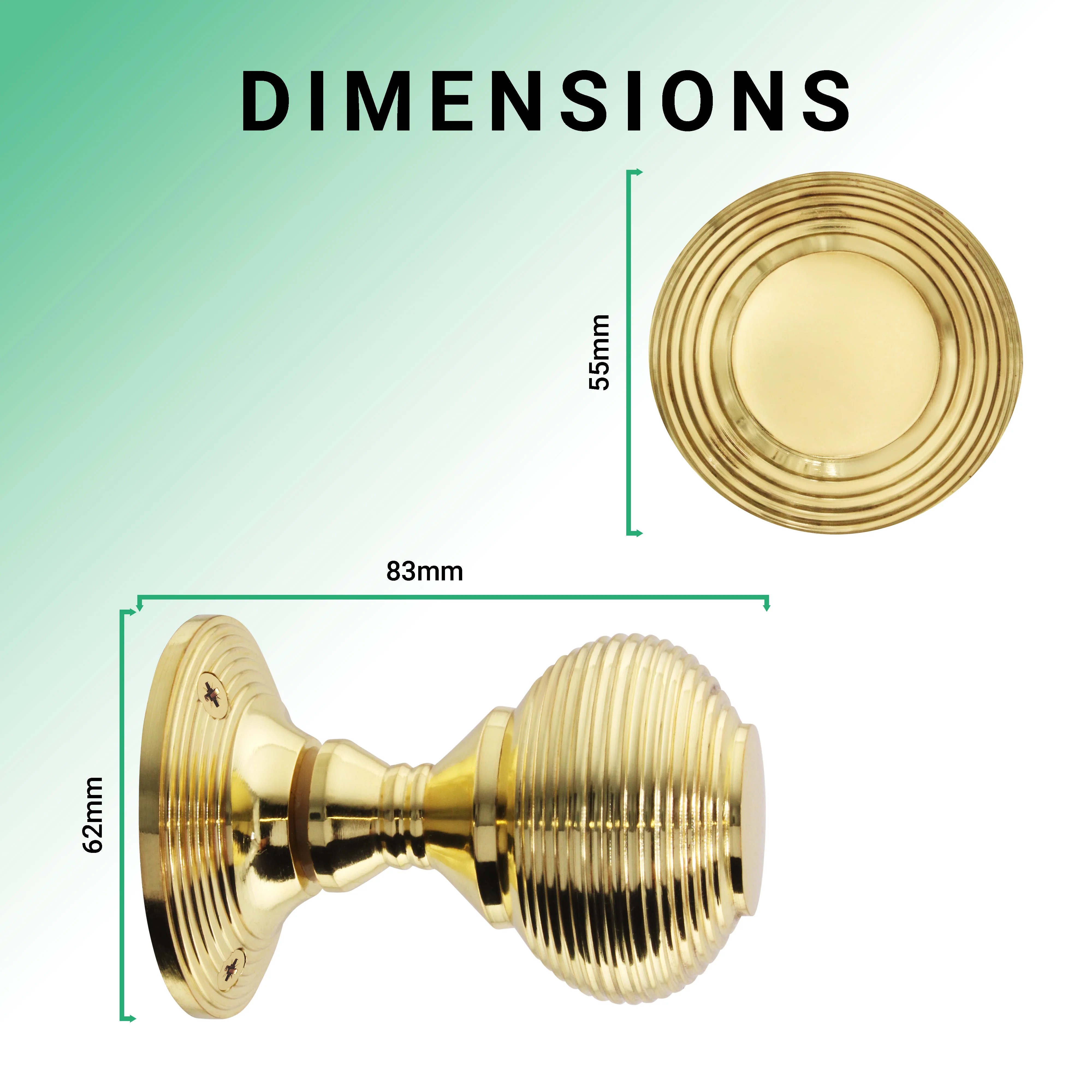 Beehive Polished Brass Mortice Door Knob - Image 3