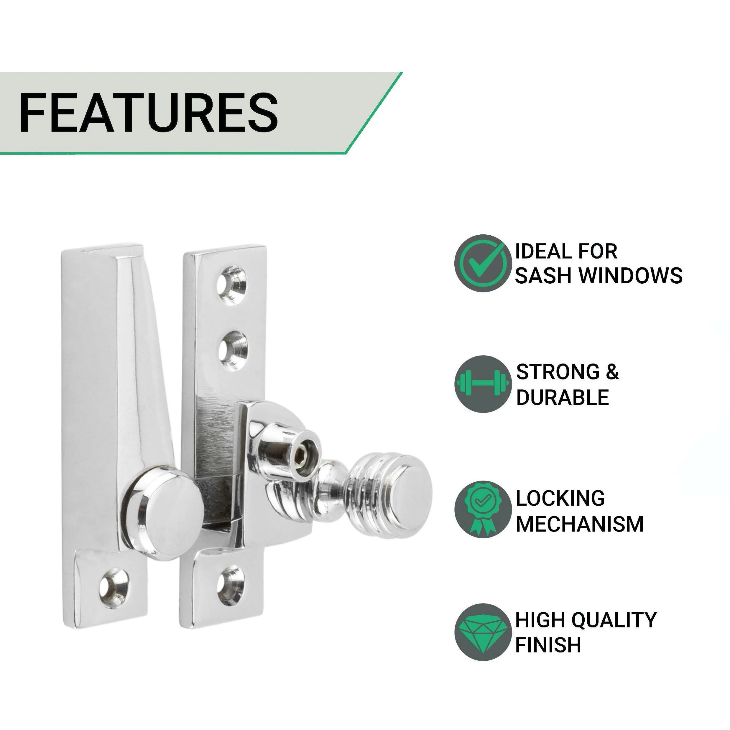 Beehive Lockable Sash Window Fastener - Polished Chrome - Image 2