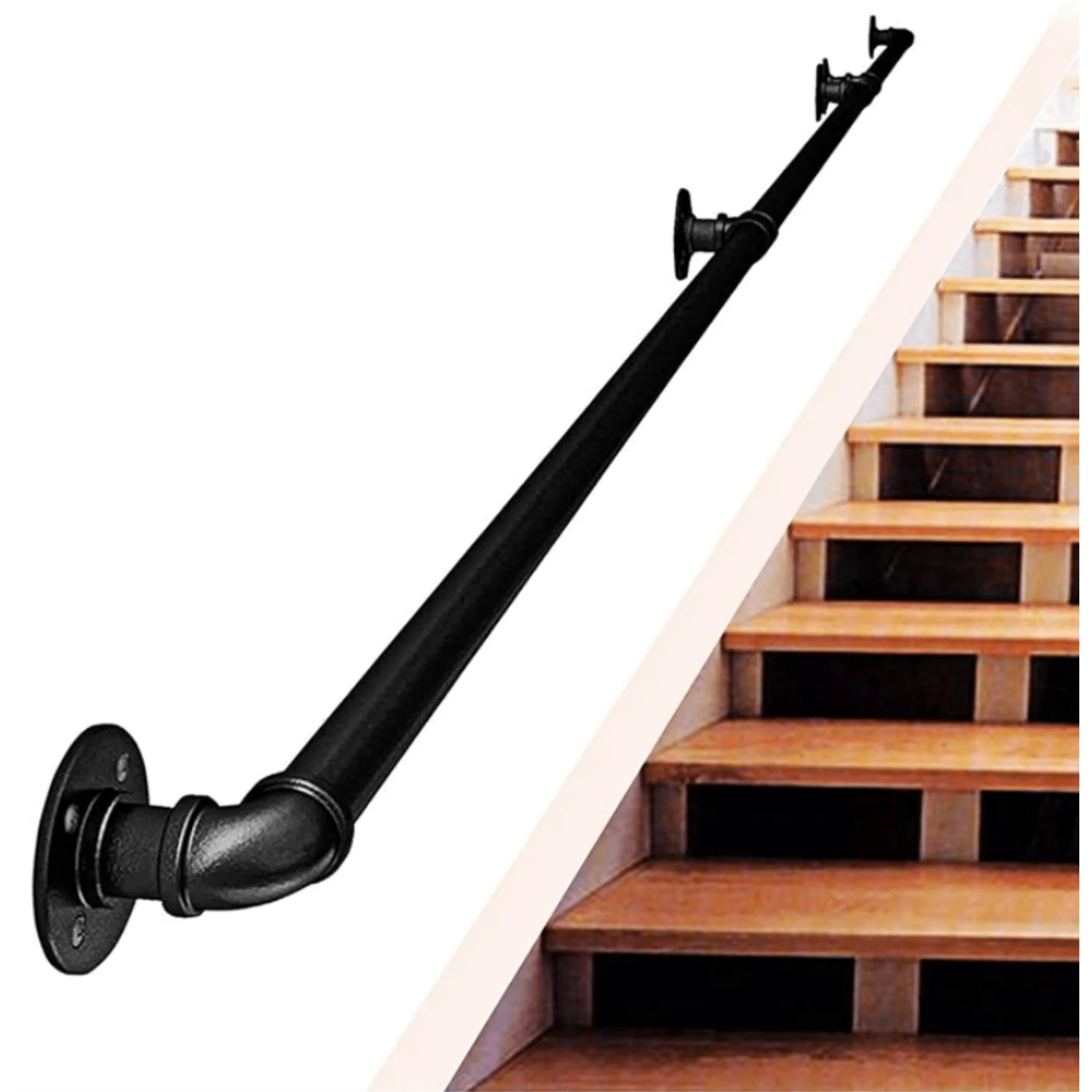 Black Handrail Grab Rail Kit 1525mm - Cast Iron - Image 6