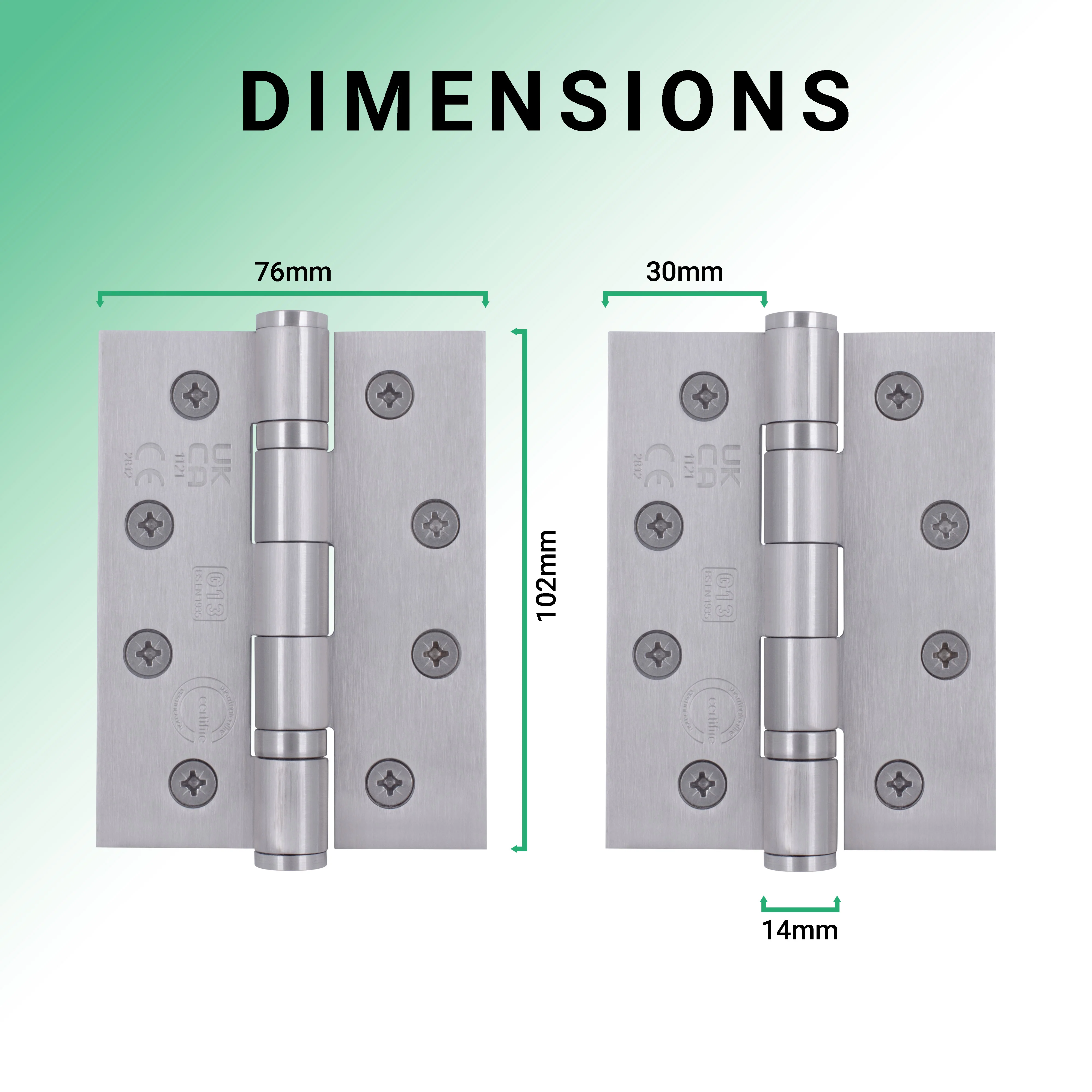 Case 40 Pairs Fire Door Hinges 4" Stainless Steel Grade 13 Square Corner - 102x76x3mm - Image 5