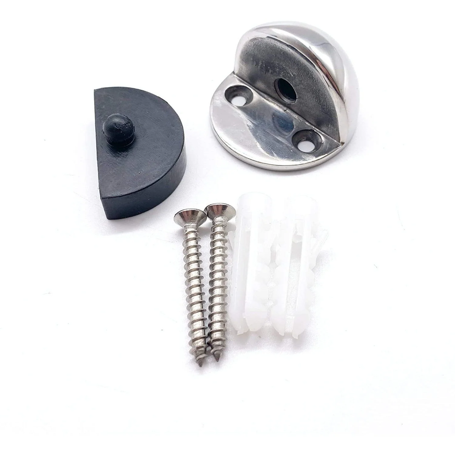 Oval Floor Mounted Door Stop - Concealed Fixing - 45mm Diameter - Polished Stainless - Image 3