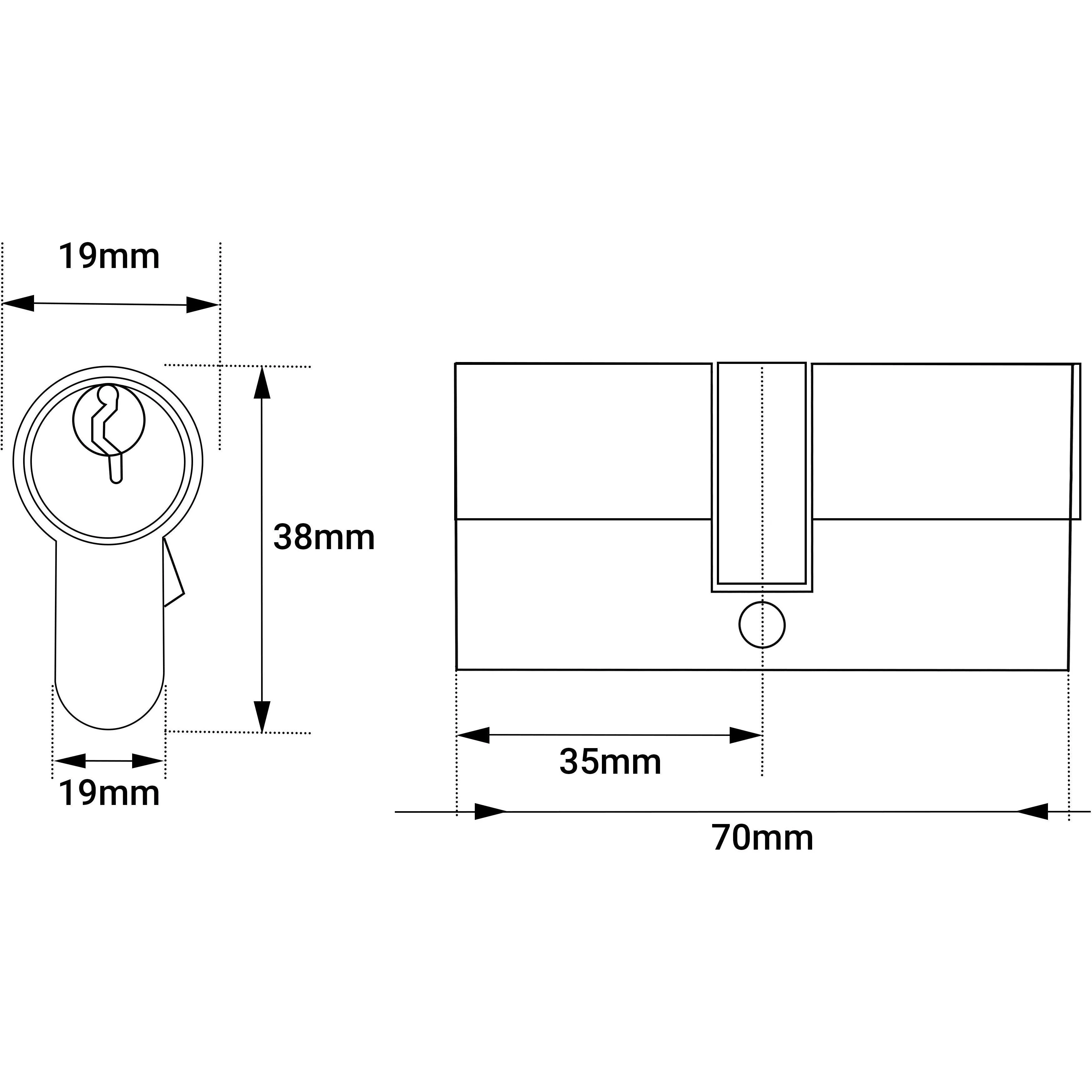 Euro Cylinder Lock - 35/35 - Satin Chrome - Image 2
