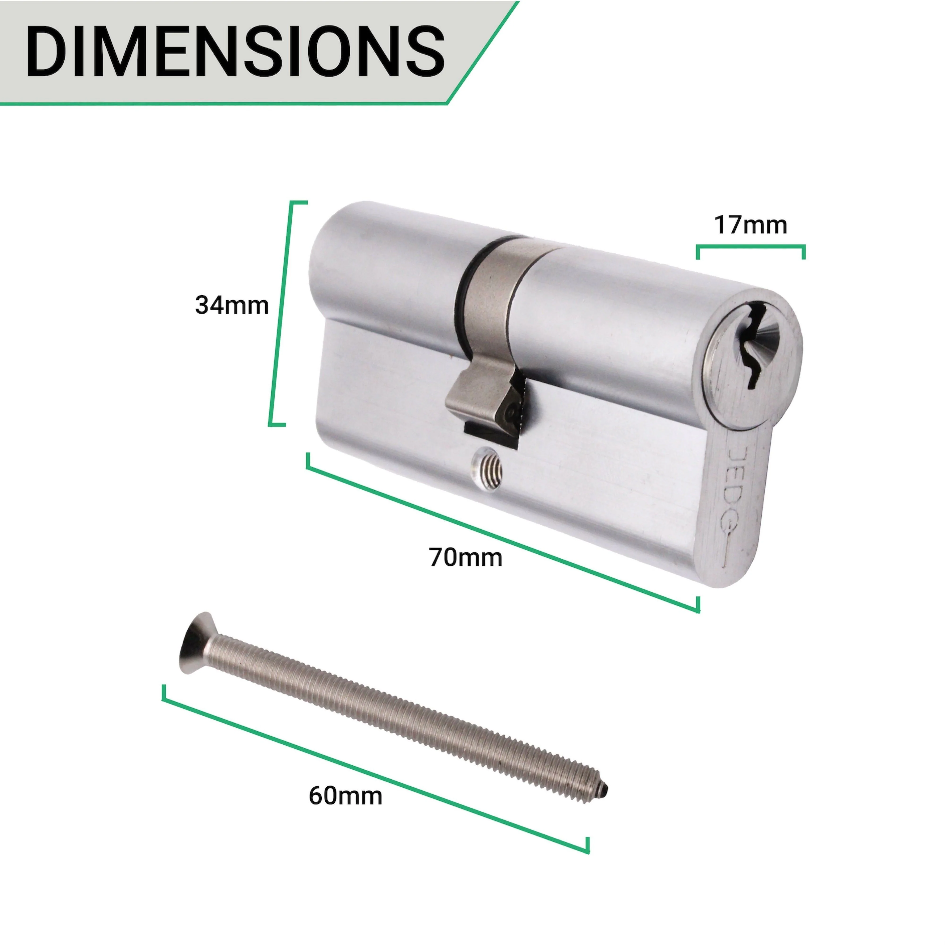 Euro Cylinder Lock - 35/35 - Satin Chrome - Image 3