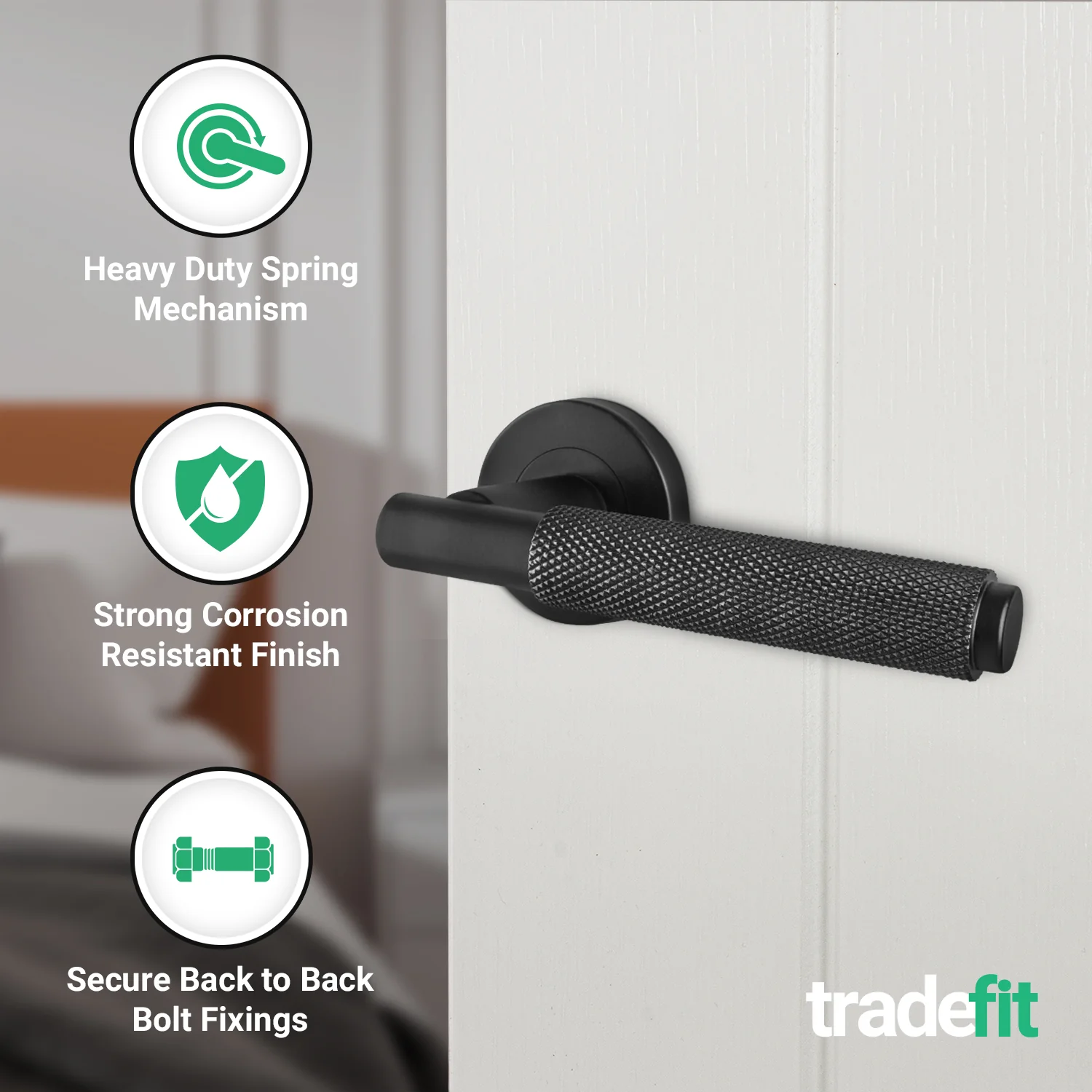 Dinis Matt Black Lever on Rose Door Handles - Image 3