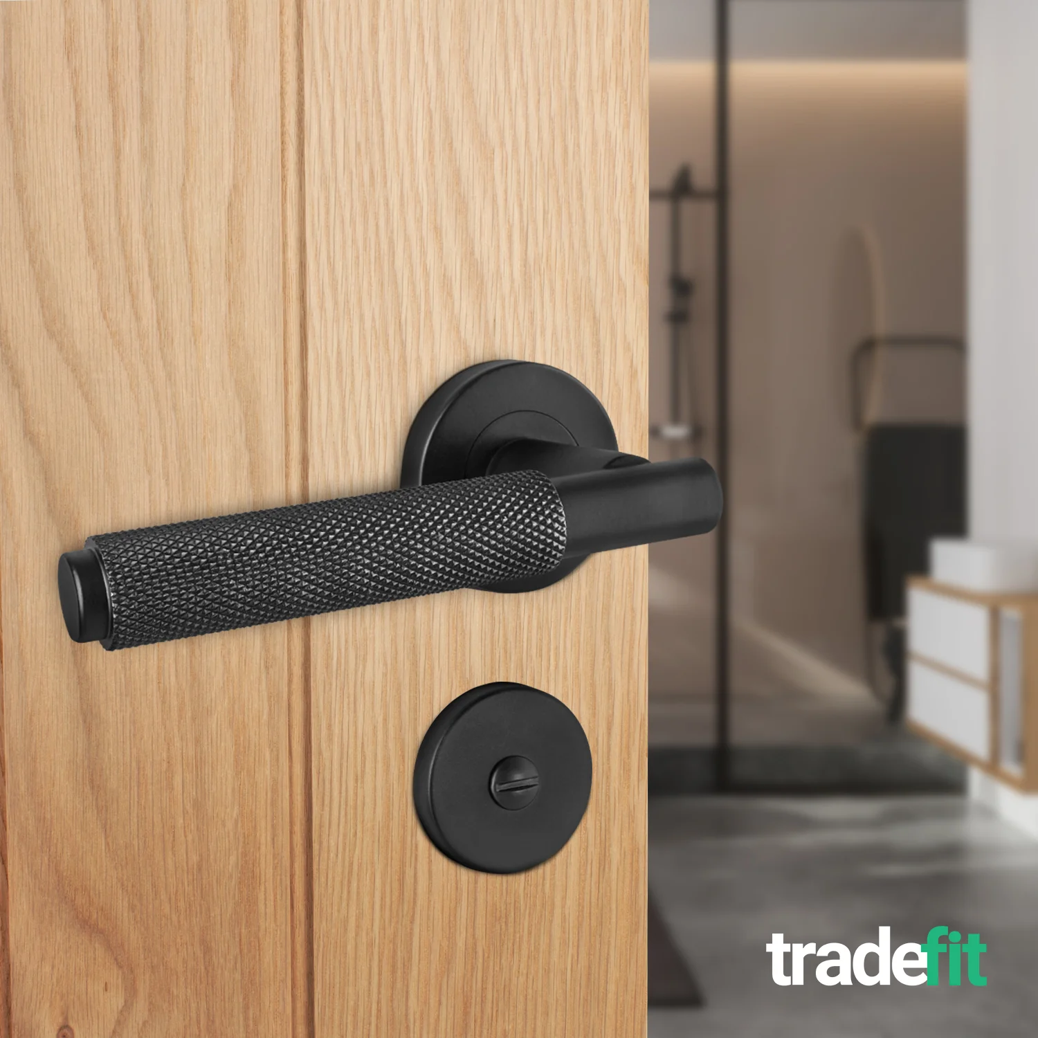Dinis Matt Black Lever on Rose Door Handle Pack - 80mm Bathroom Lock - Image 6