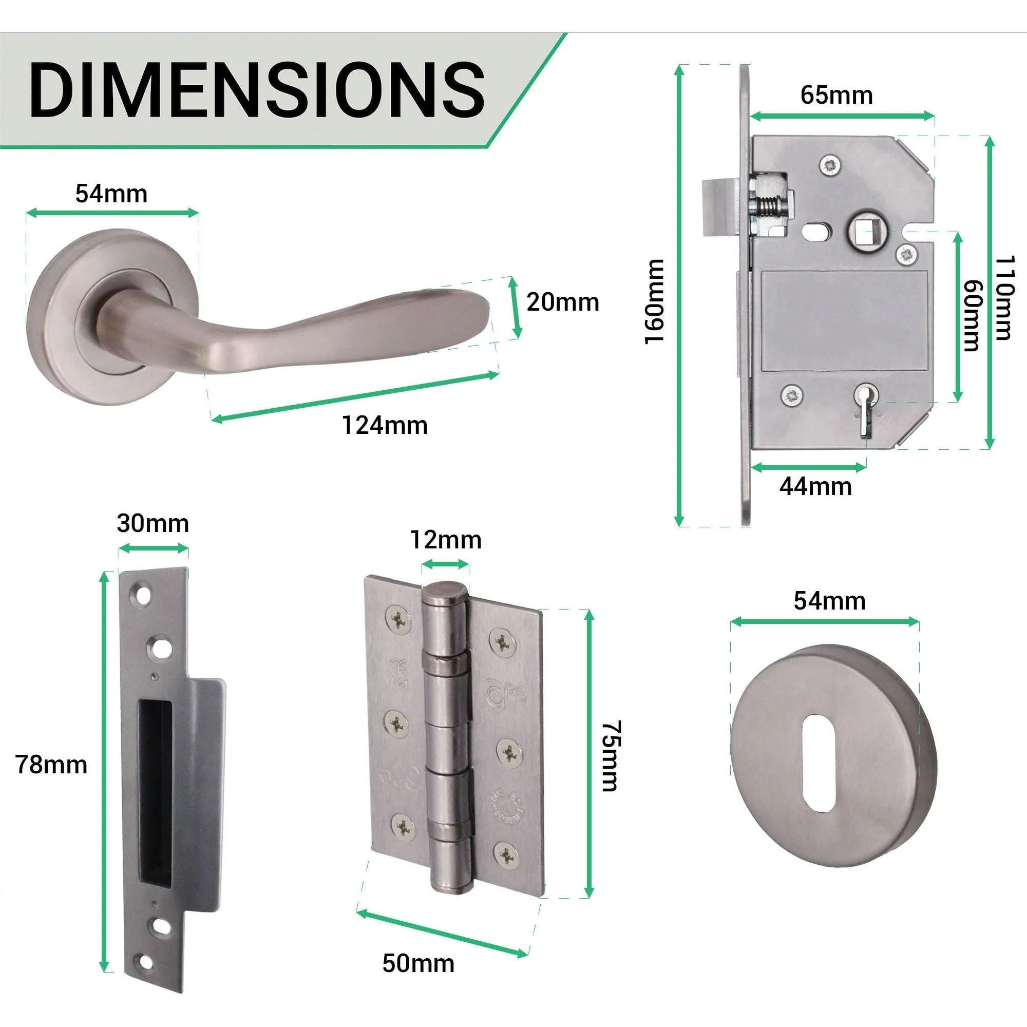 Sassari Satin Nickel Lever on Rose Door Handle Pack – BS3621 5 Lever Sashlock - Image 4