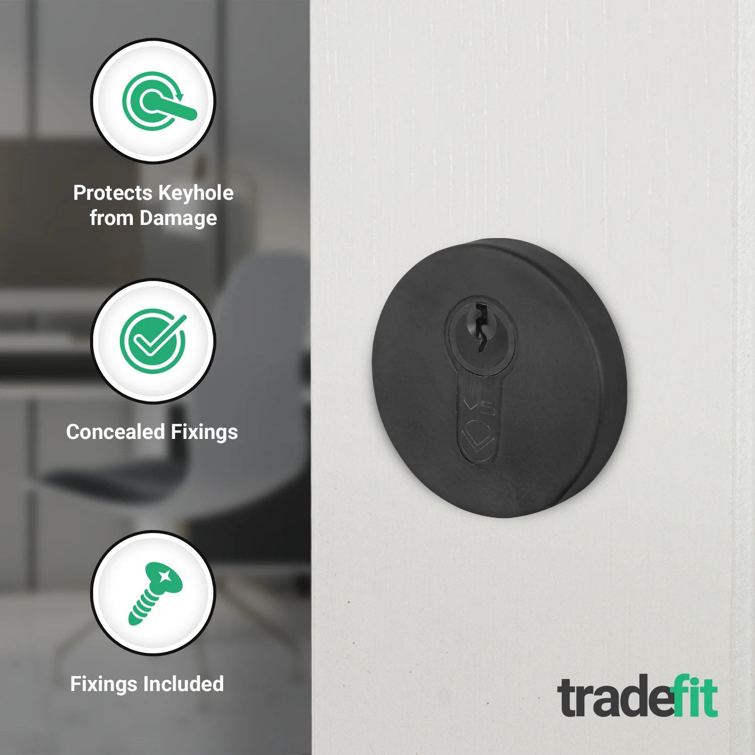 Olbia Euro Profile Keyhole Escutcheon - Matt Black - Pair - Image 3