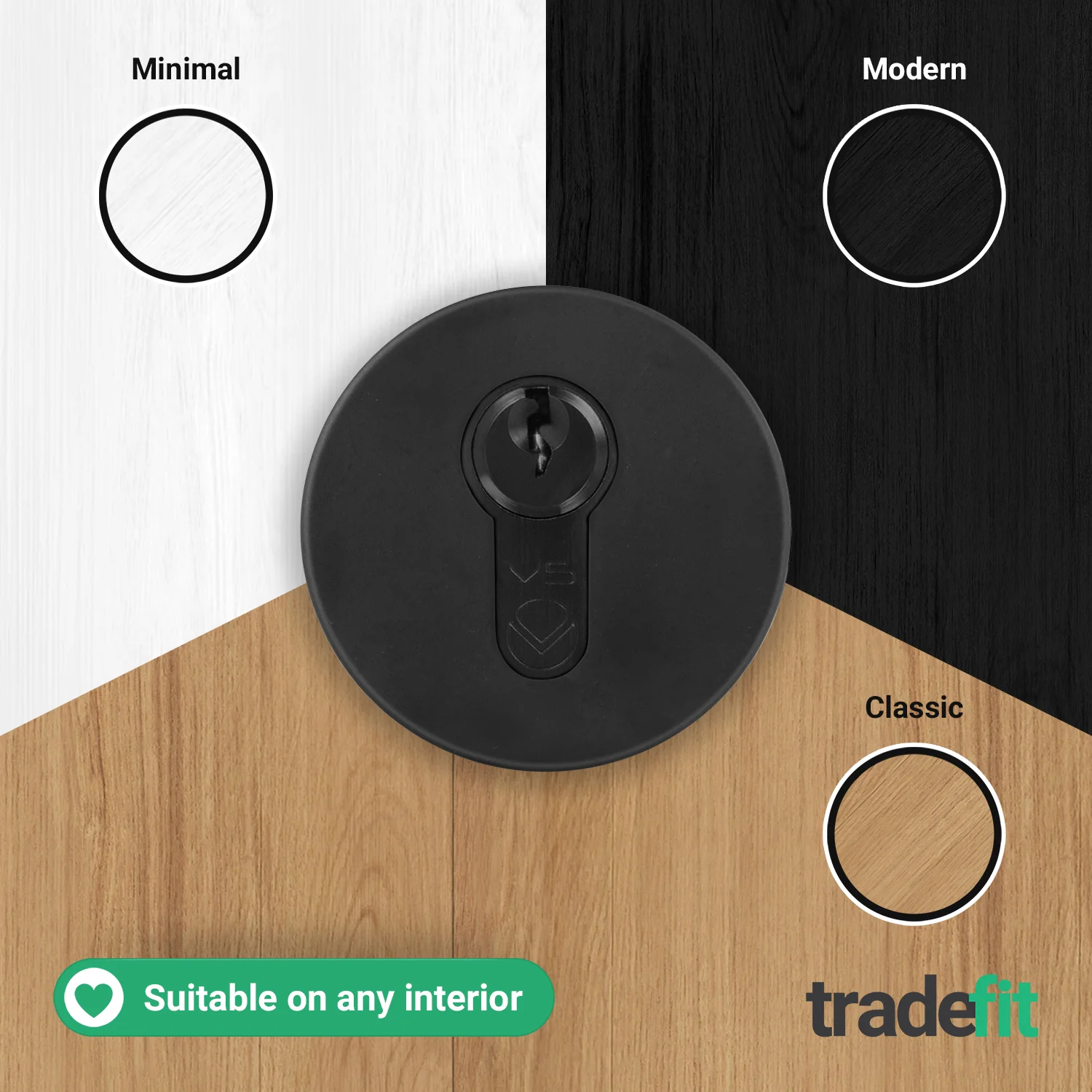 Olbia Euro Profile Keyhole Escutcheon - Matt Black - Pair - Image 5