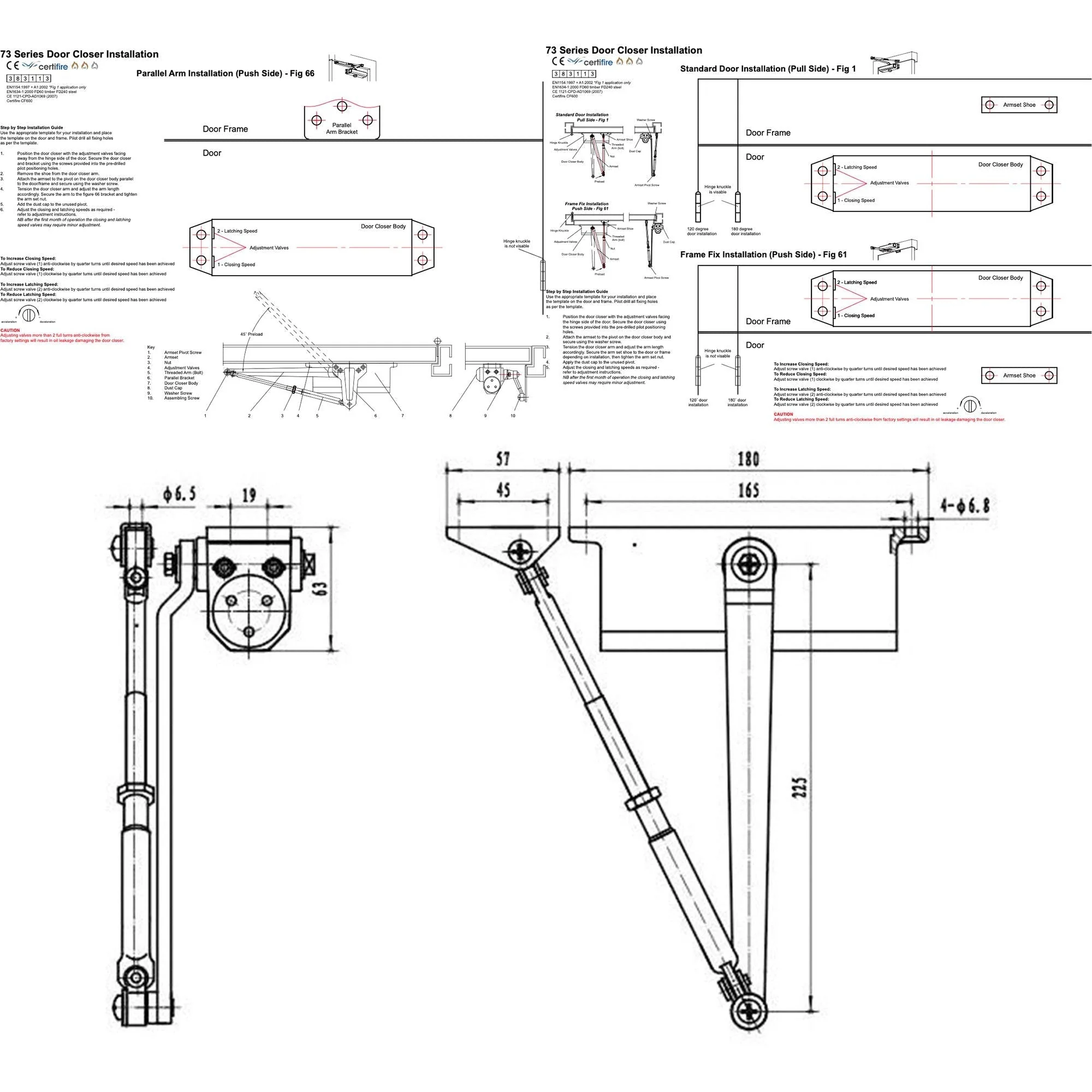 Fire Door Closer - Fixed Power Size 3 - Door Weight Up To 60kg - CE Marked - White - Standard Duty - Image 6