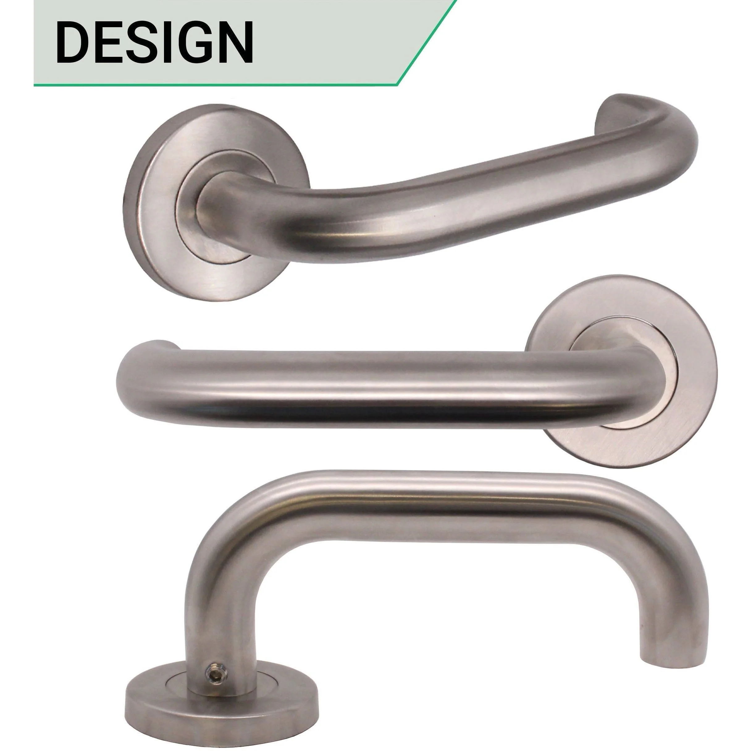 Return To Door Lever on Rose Handle Sash Lock Kit - Satin Stainless Steel - 76mm Hinges -64mm Lock - Image 4