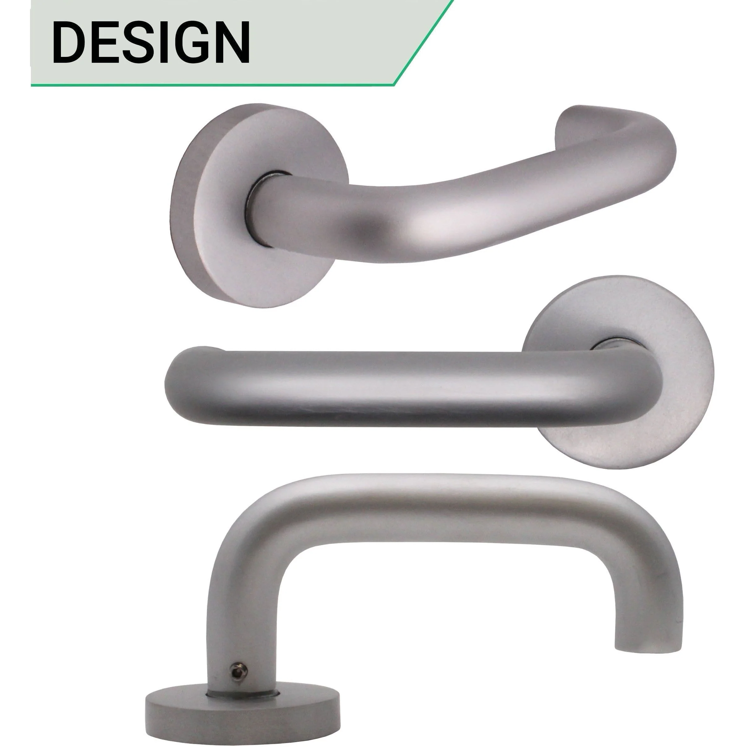 Return To Door Lever on Rose Handle Bathroom Lock Kit - Satin Aluminium- 102mm Hinges - 64mm Lock - Image 4
